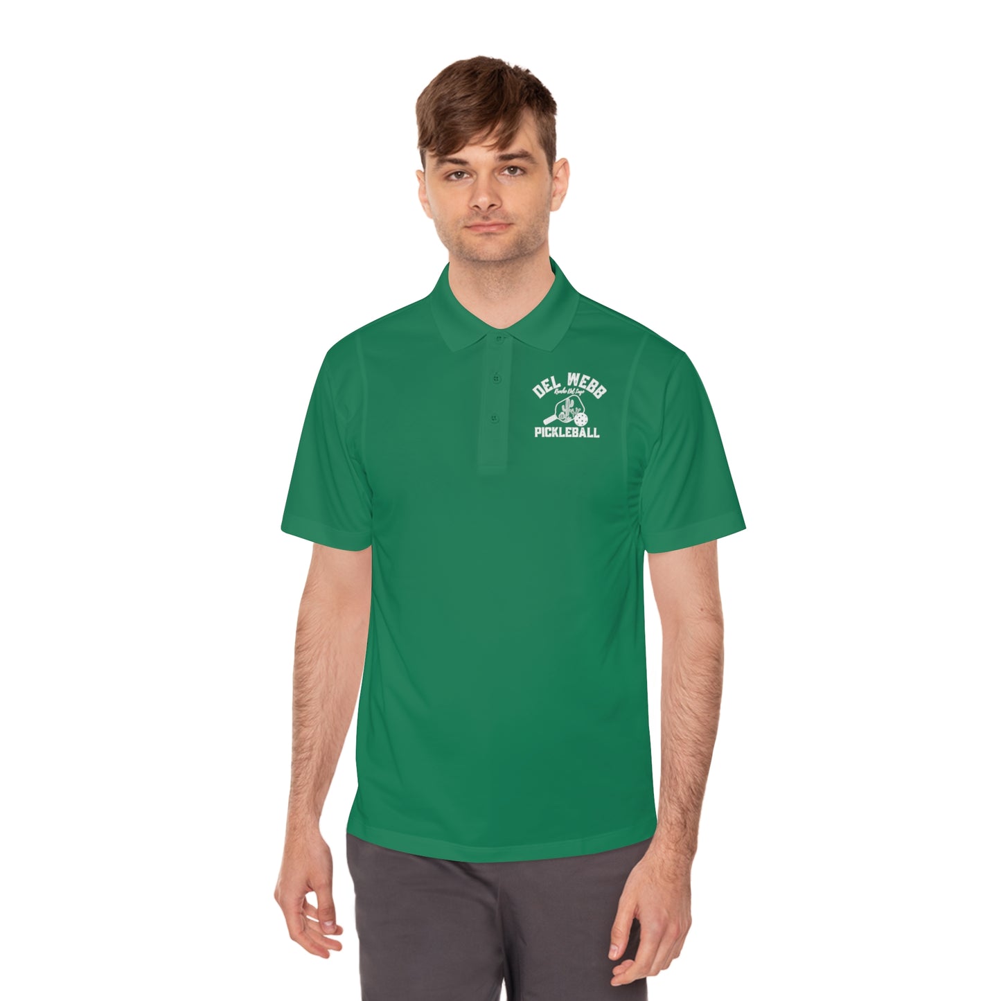 Del Webb Pickleball Men's Sport Polo Shirt. Can customize back