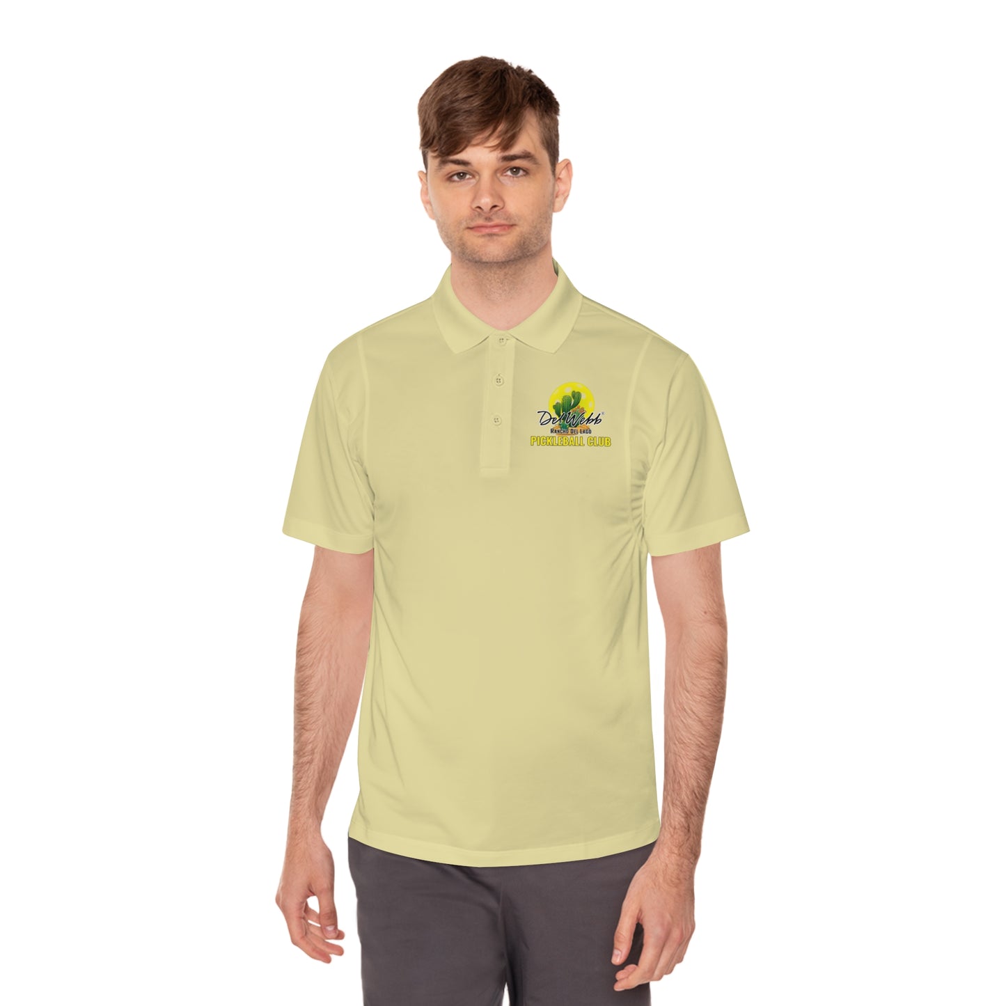 Del Webb Pickleball Moisture Wicking SPF 40 -Men's Sport Polo Shirt- can customize back