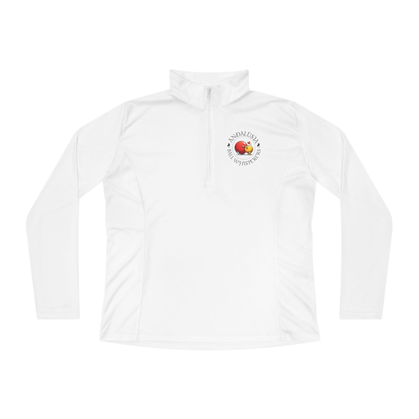 1 sided - Andalusia Ball Whisperer’s Ladies 1/4 Zip SPF 40 Sport Tek Moisture Wicking, 1 sided design