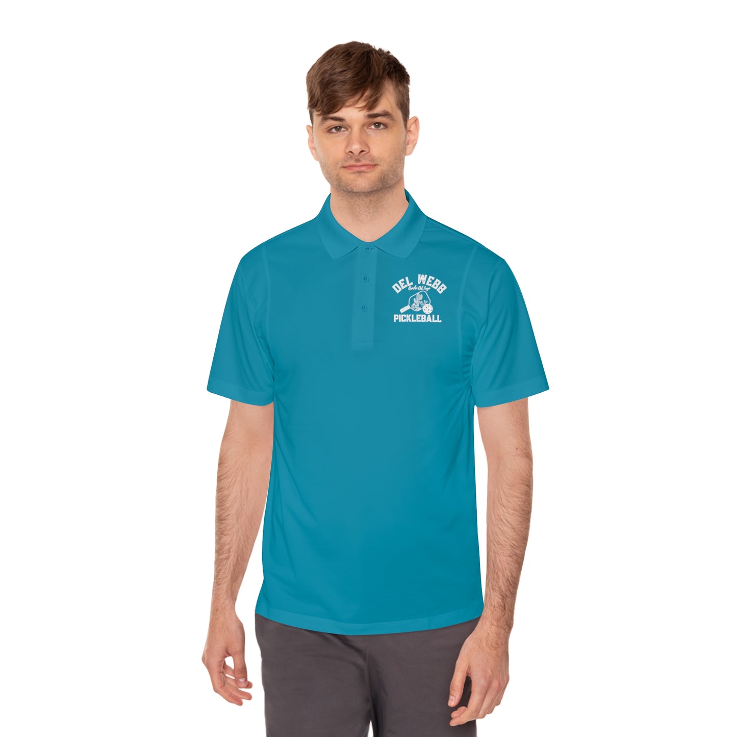 Del Webb Pickleball Men's Sport Polo Shirt. Can customize back