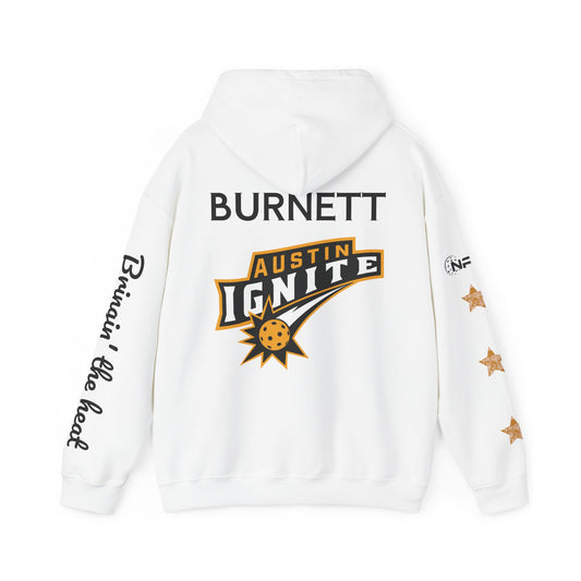 Burnett White w/ Stars -Austin Ignite NPL Team Hoodie (script sleeve = Bringin’ in heat) Customize back