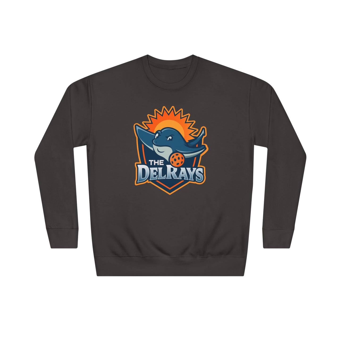 The Del Rays/US Legends Pickleball league on small back - High End Unisex Crew 60/40