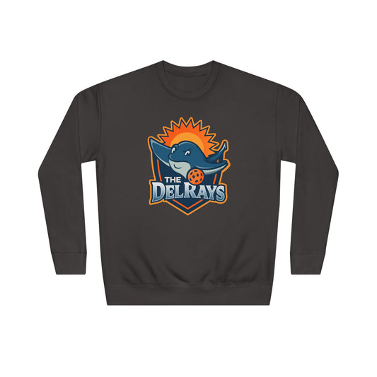 The Del Rays/US Legends Pickleball league on small back - High End Unisex Crew 60/40