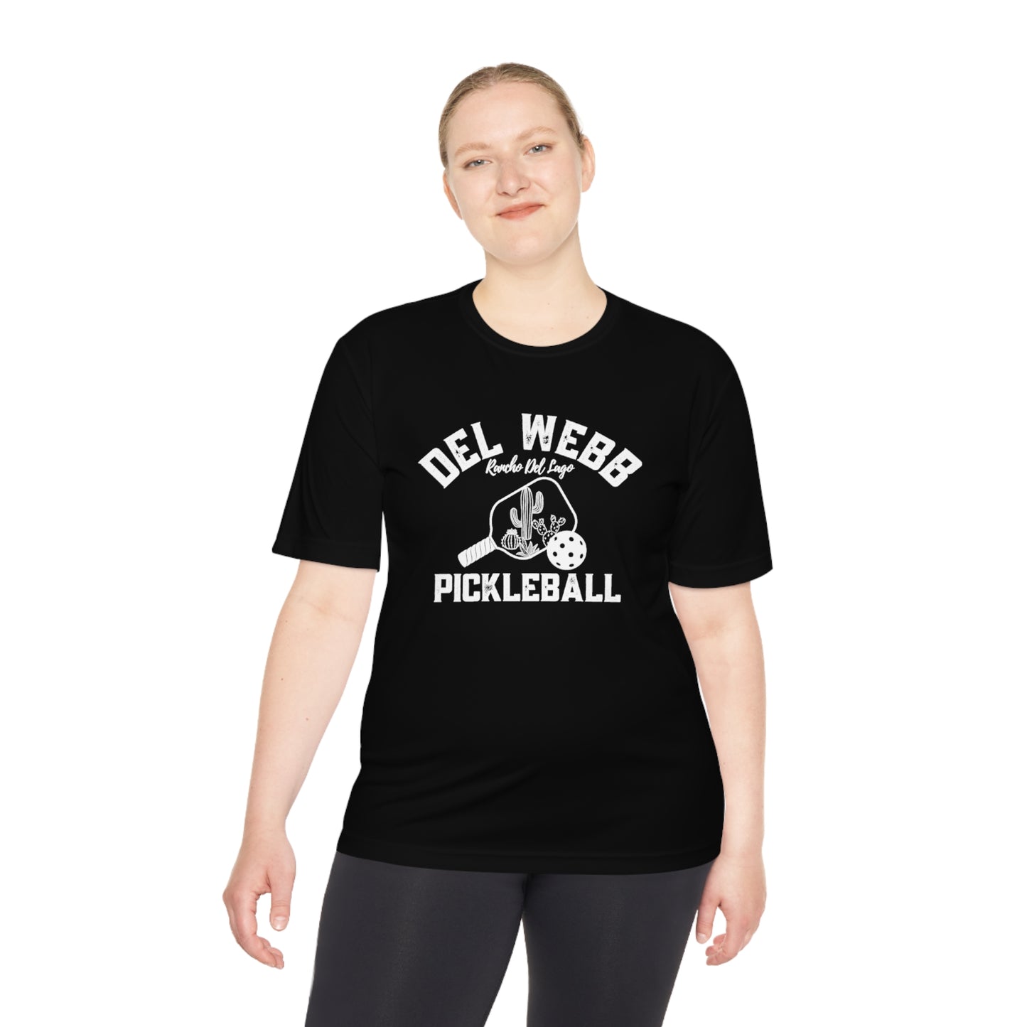Del Webb Pickleball - Fuller Cut, Unisex Moisture Wicking Tee, SPF 40 - can customize back