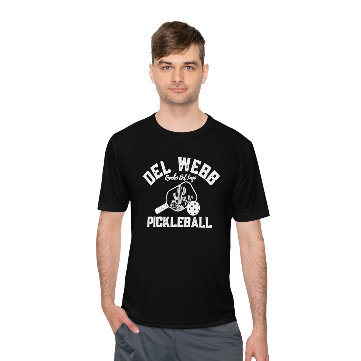 Del Webb Pickleball - Fuller Cut, Unisex Moisture Wicking Tee, SPF 40 - can customize back