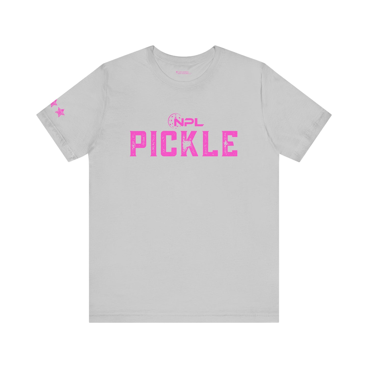 PICKLE distressed NPL Championship Weekend logo - hot pink - Unisex Jersey Short Sleeve Tee (optional add ribbon)