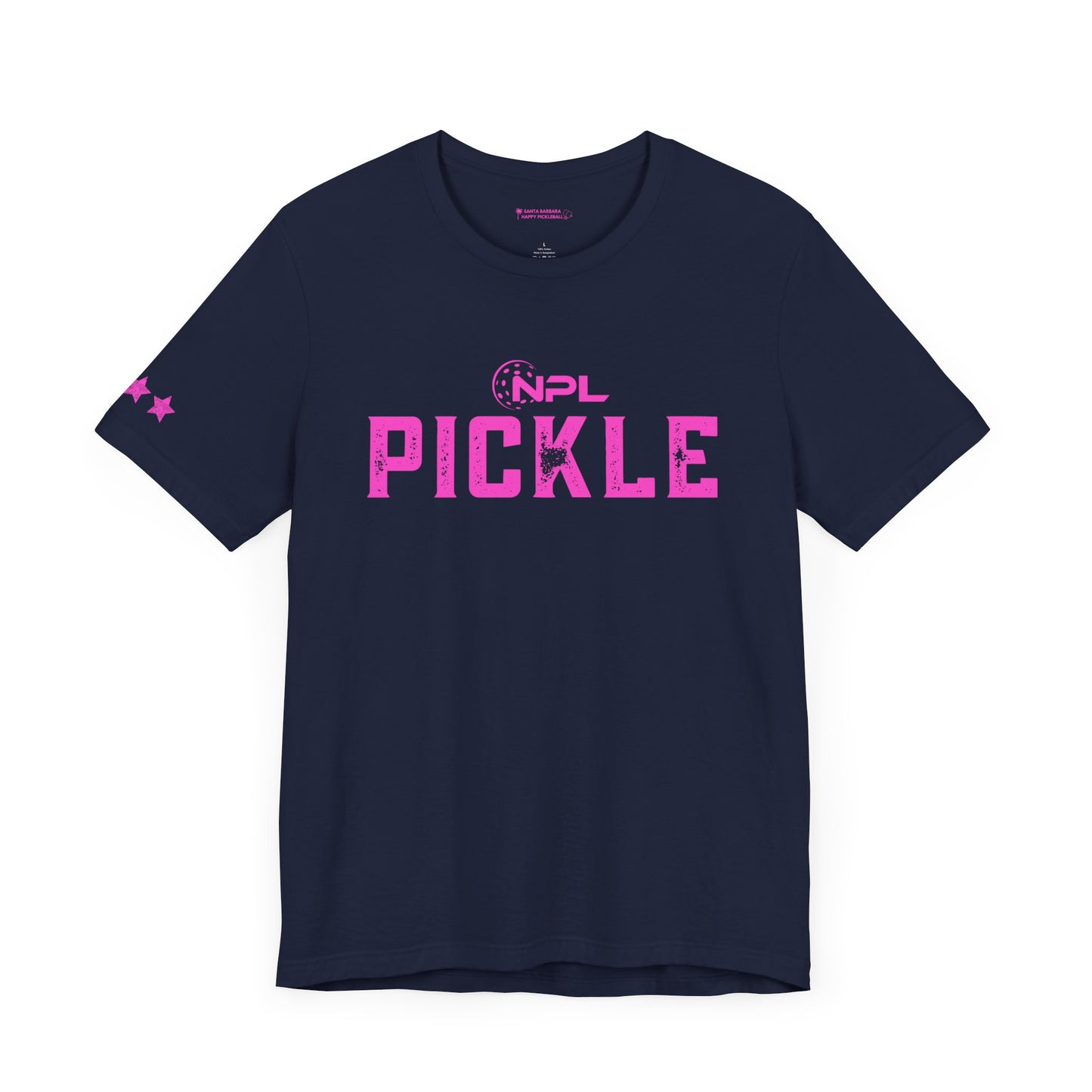 PICKLE distressed NPL Championship Weekend logo - hot pink - Unisex Jersey Short Sleeve Tee (optional add ribbon)