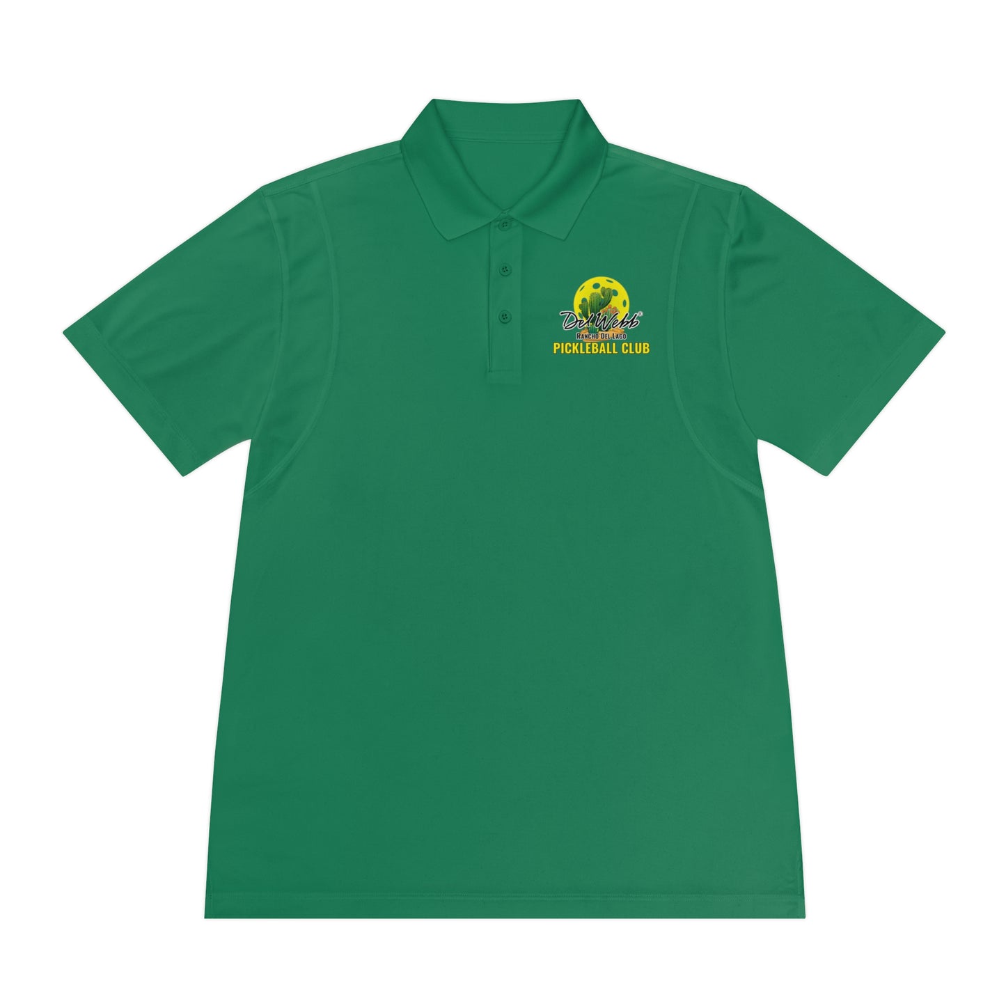 Del Webb Pickleball Moisture Wicking SPF 40 -Men's Sport Polo Shirt- can customize back