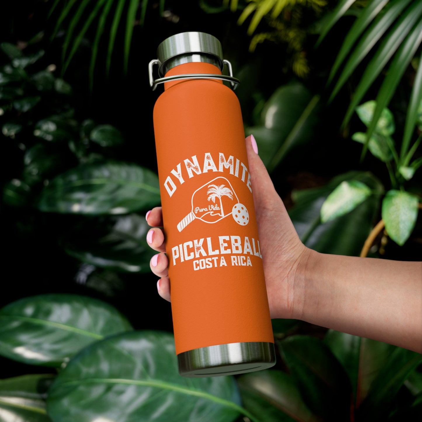 Pura Vida Dynamite Pickleball Copper Vacuum Insulated Bottle - 22oz Travel Flask for Sports Enthusiasts