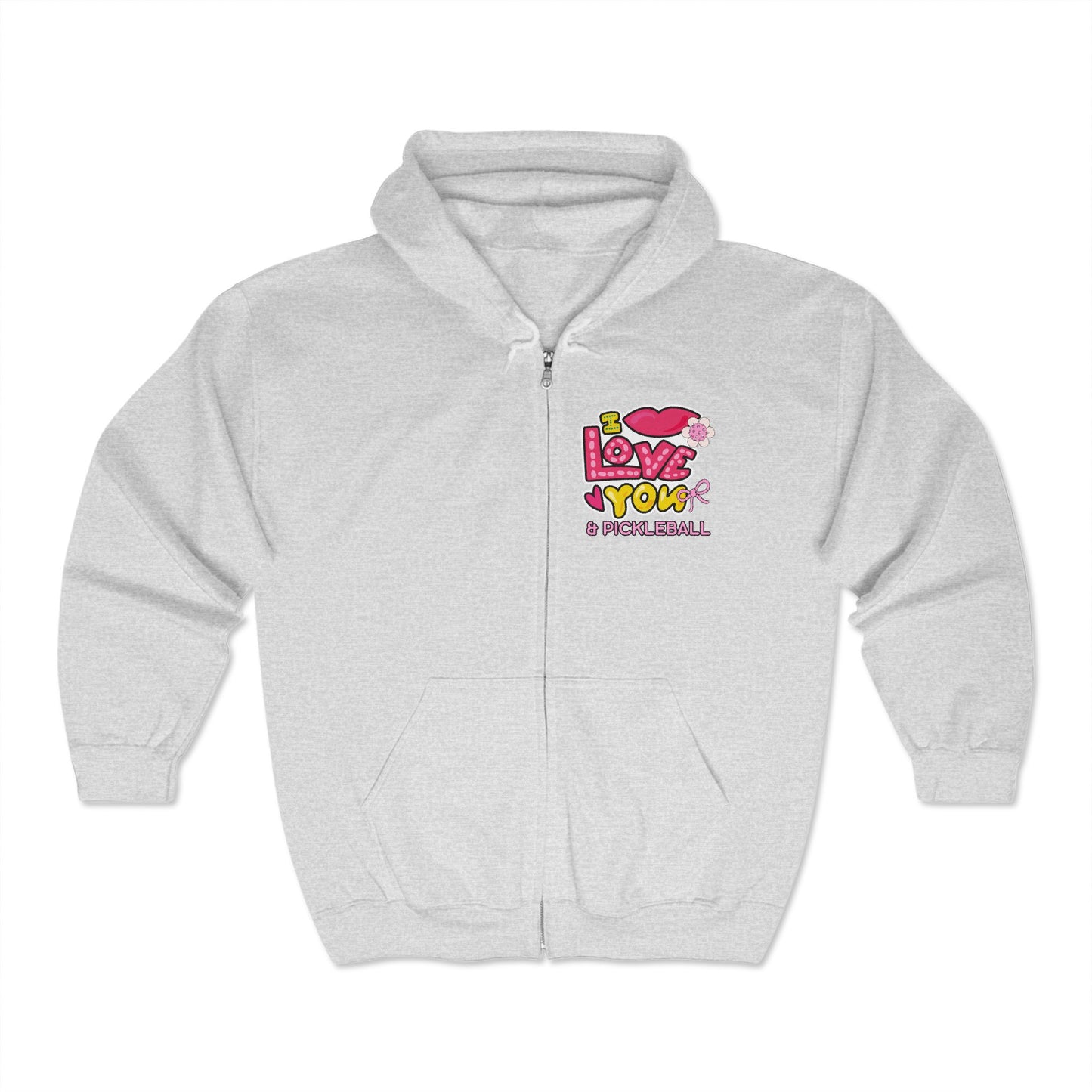 I Love You & Pickleball Unisex Heavy Blend™ Full Zip Hooded Sweatshirt