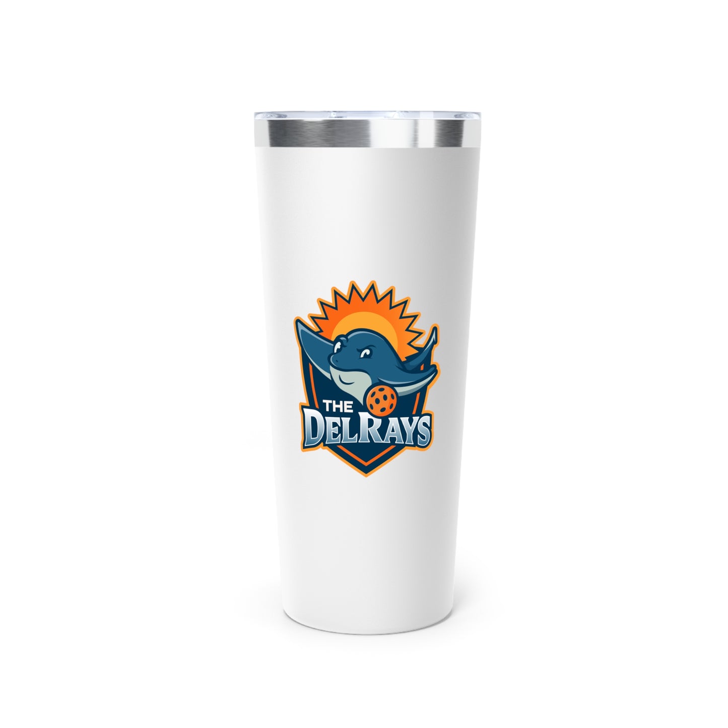 The Del Rays/US Legends Pickleball League - 2 sided logos - Copper Vacuum Insulated Tumbler, 22oz