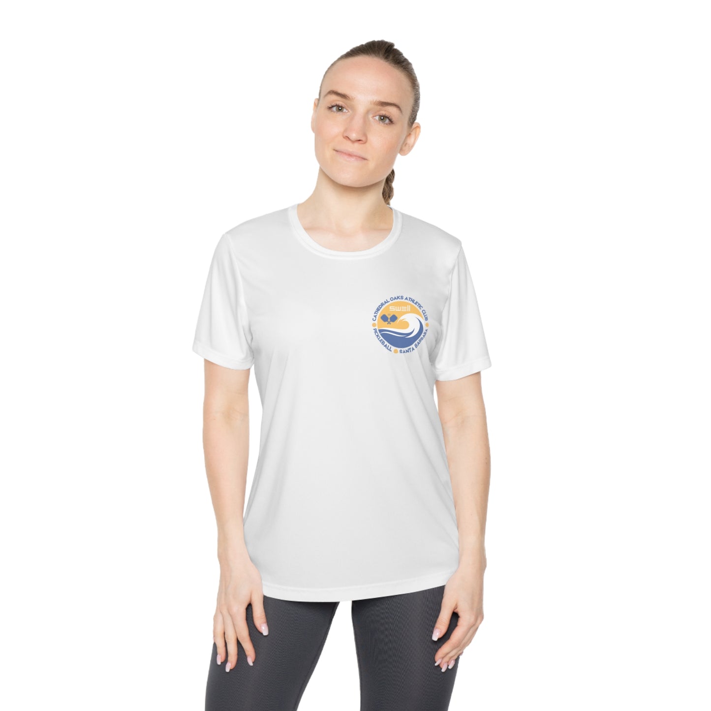 SWELL Cathedral Oaks - CUSTOMIZED SPF 40, Moisture Wicking Ladies Competitor Tee - Can add name left chest or back