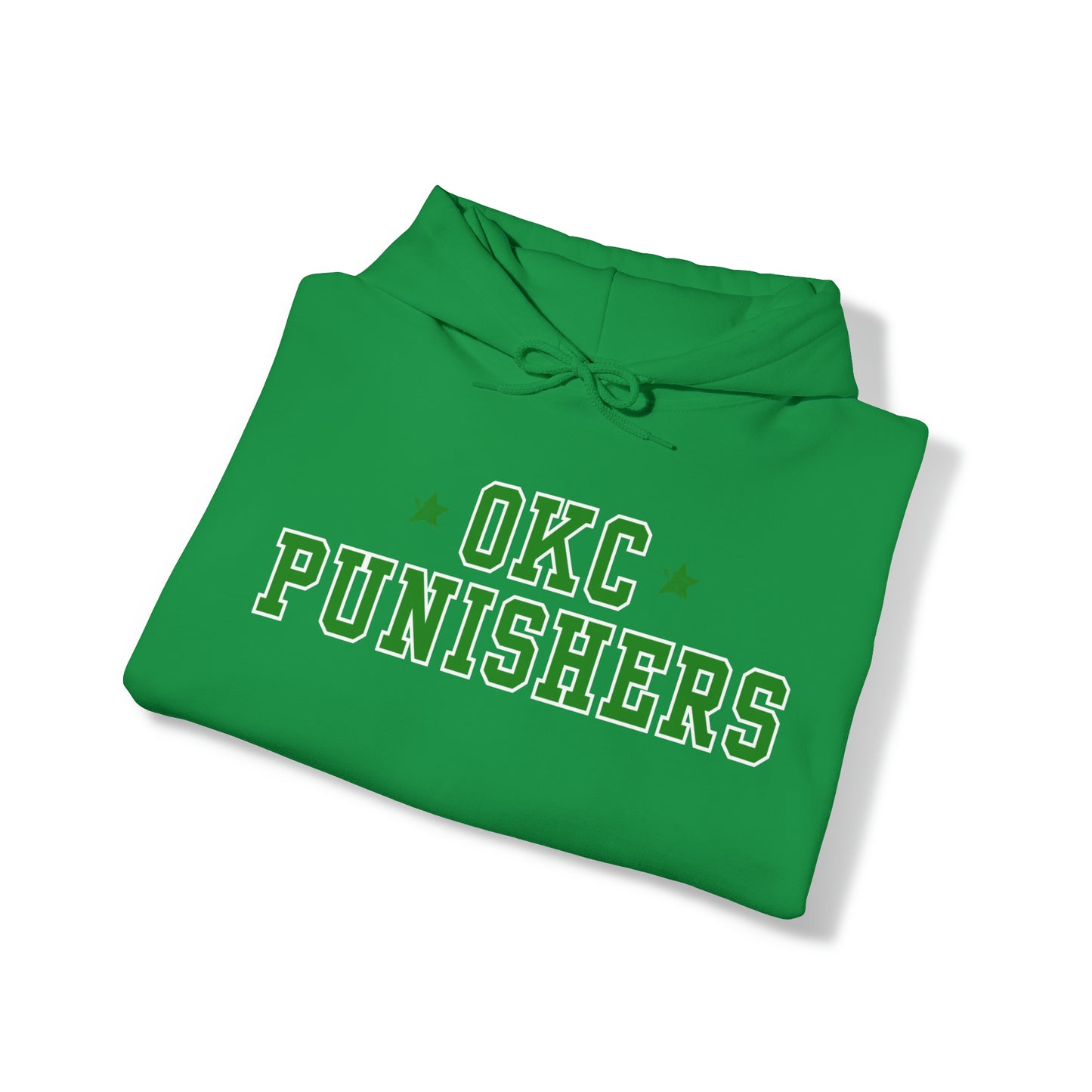 OKC Punishers Hoodie w/ Stars Green Letters - customize sleeve & back