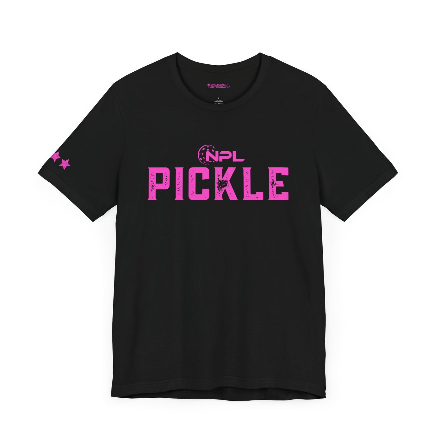 PICKLE distressed NPL Championship Weekend logo - hot pink - Unisex Jersey Short Sleeve Tee (optional add ribbon)