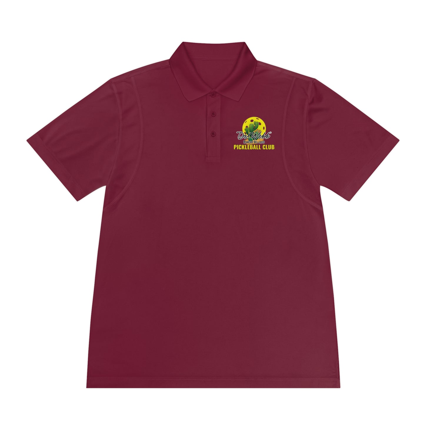 Del Webb Pickleball Moisture Wicking SPF 40 -Men's Sport Polo Shirt- can customize back