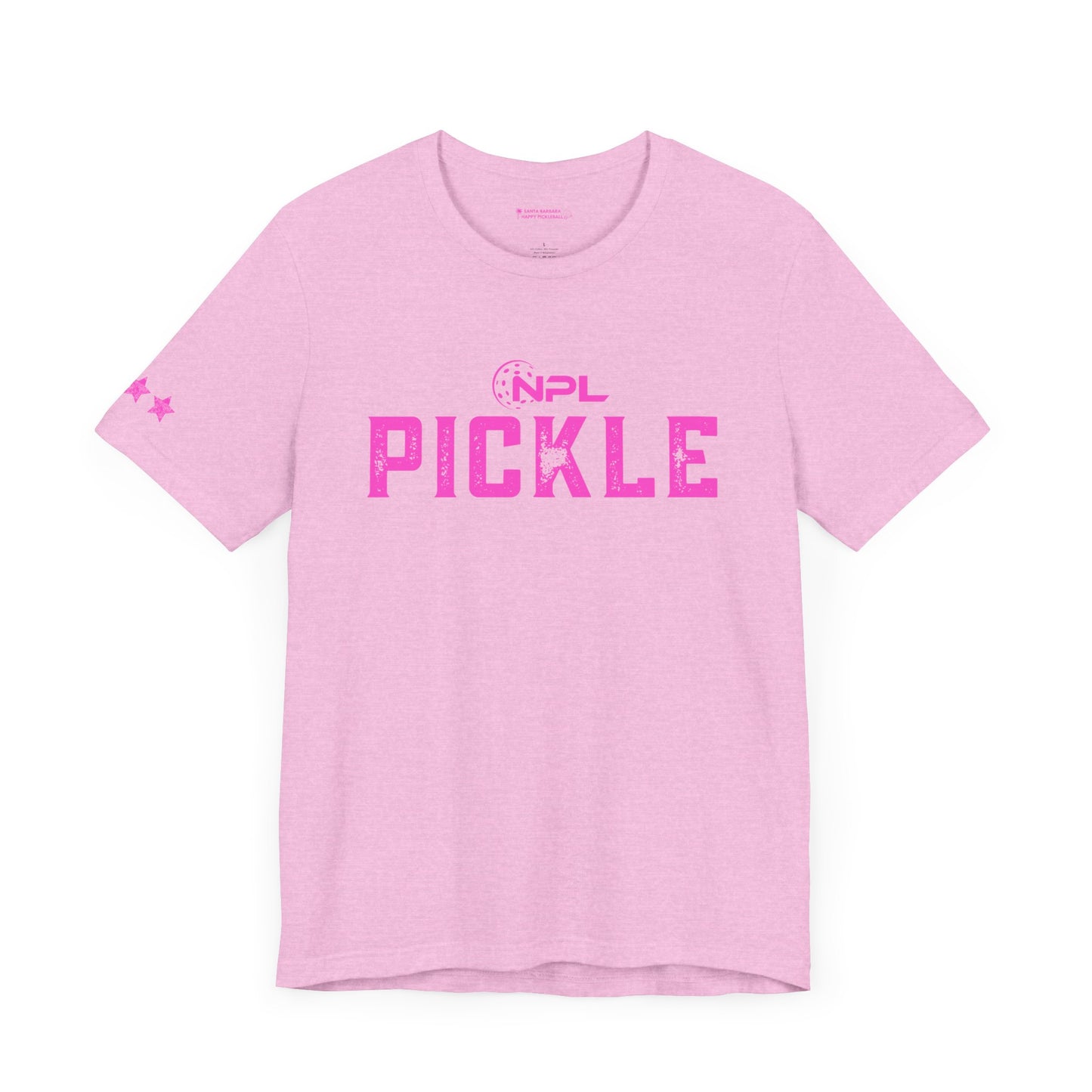 PICKLE distressed NPL Championship Weekend logo - hot pink - Unisex Jersey Short Sleeve Tee (optional add ribbon)