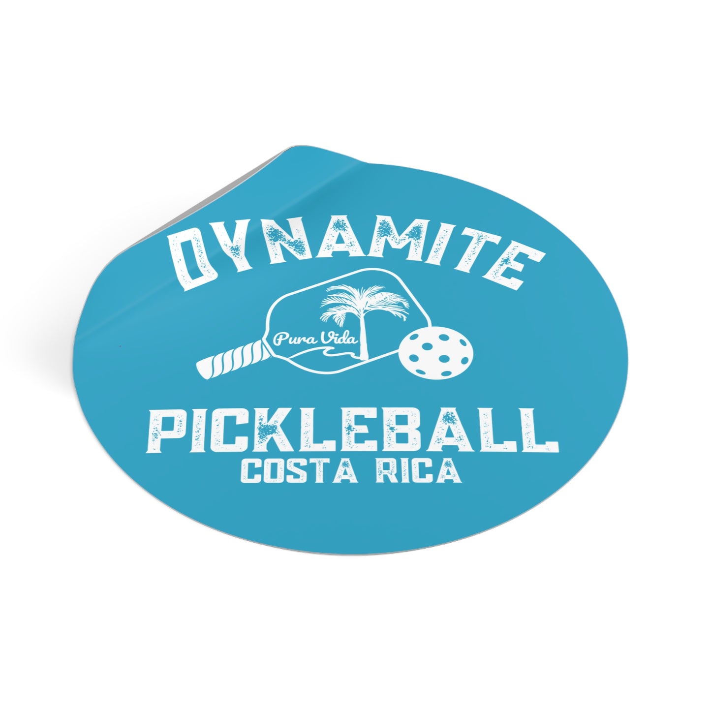Pura Vida Dynamite Pickleball Round Vinyl Stickers