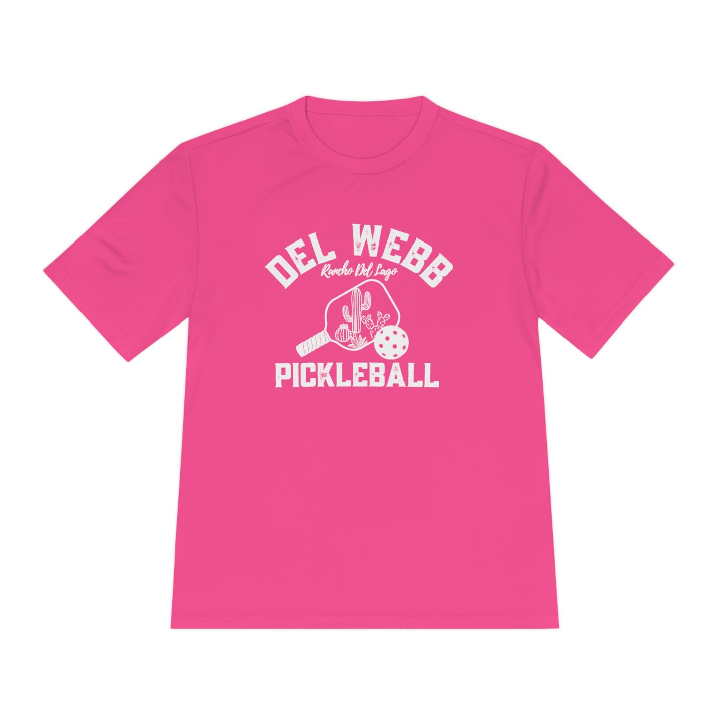 Del Webb Pickleball - Fuller Cut, Unisex Moisture Wicking Tee, SPF 40 - can customize back