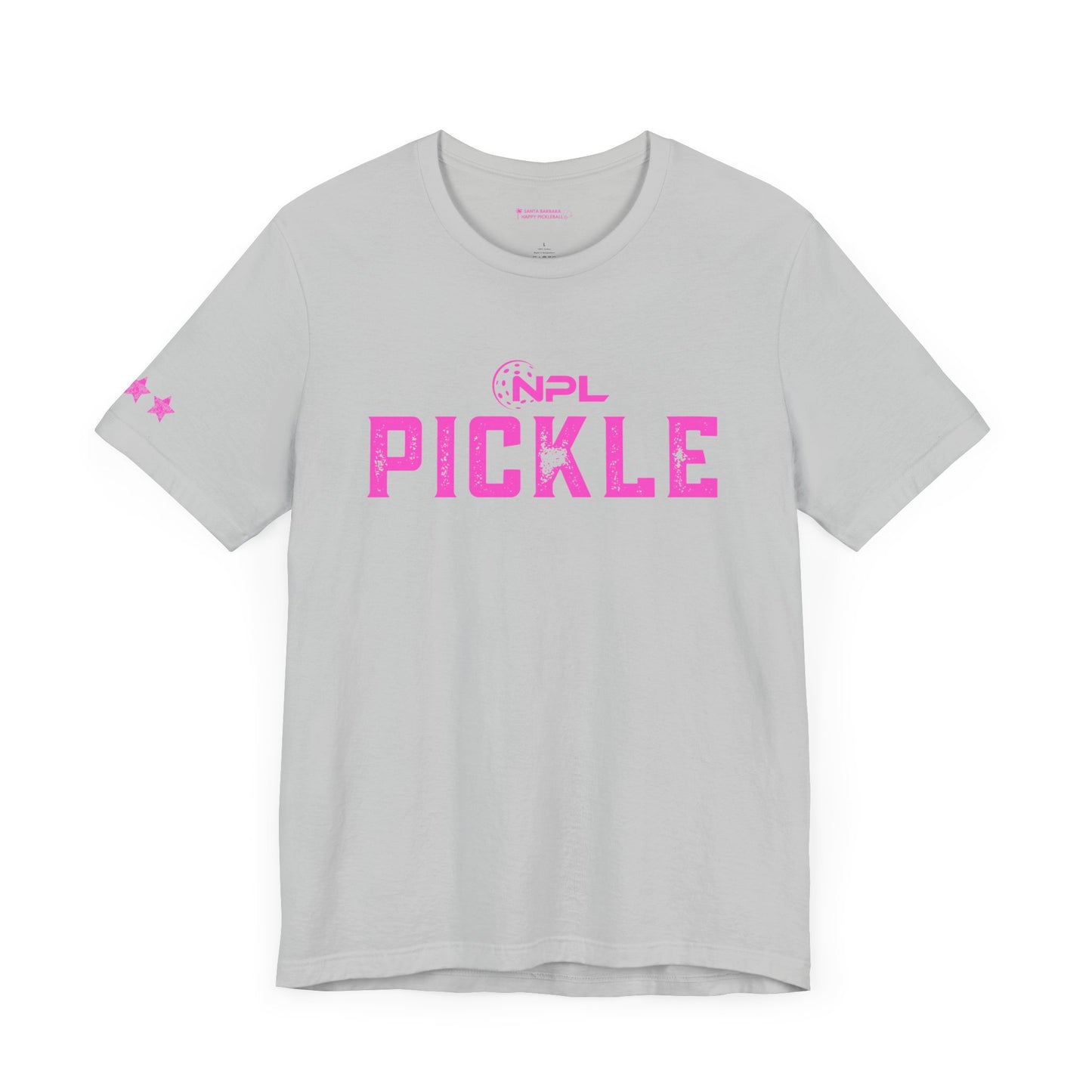 PICKLE distressed NPL Championship Weekend logo - hot pink - Unisex Jersey Short Sleeve Tee (optional add ribbon)