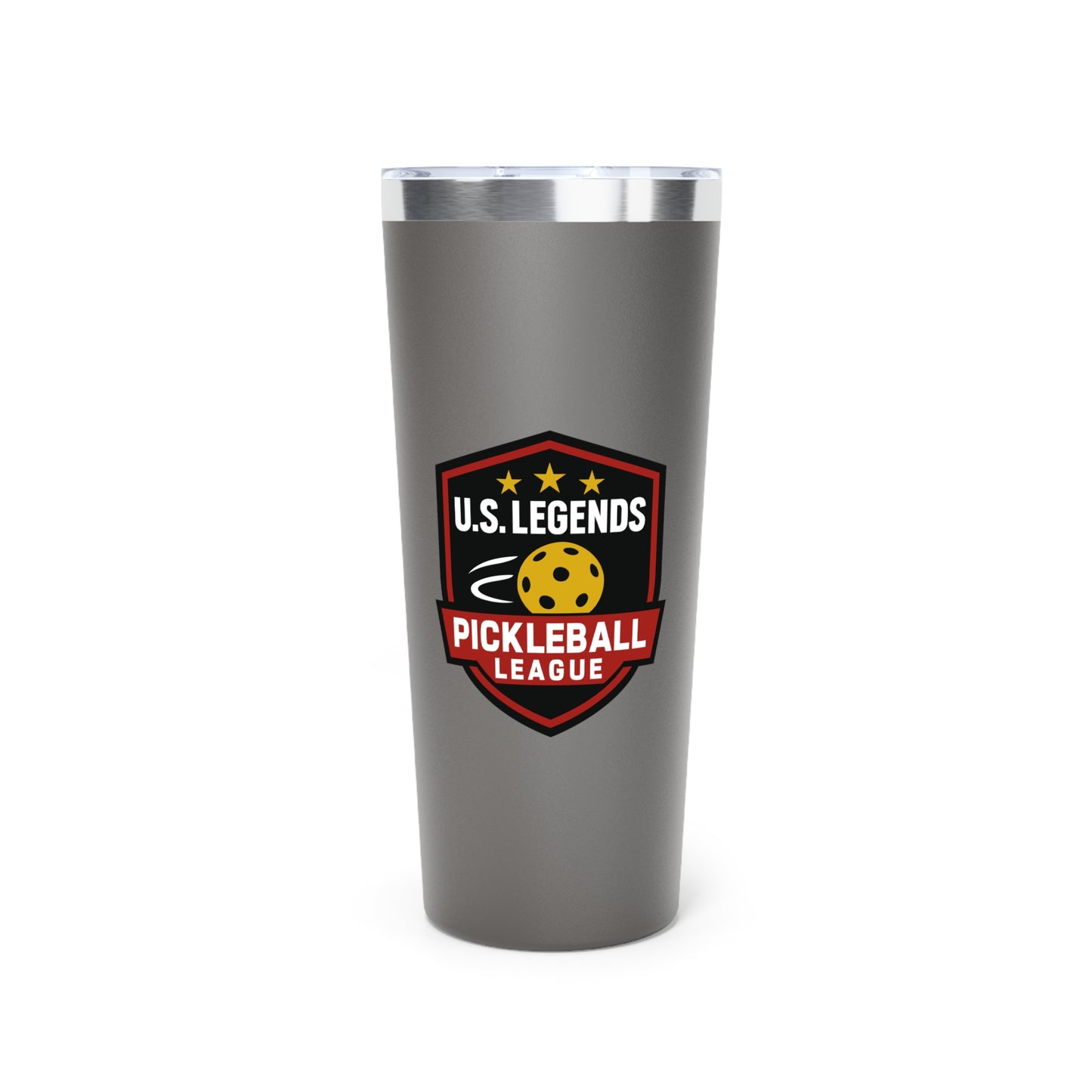 The Del Rays/US Legends Pickleball League - 2 sided logos - Copper Vacuum Insulated Tumbler, 22oz