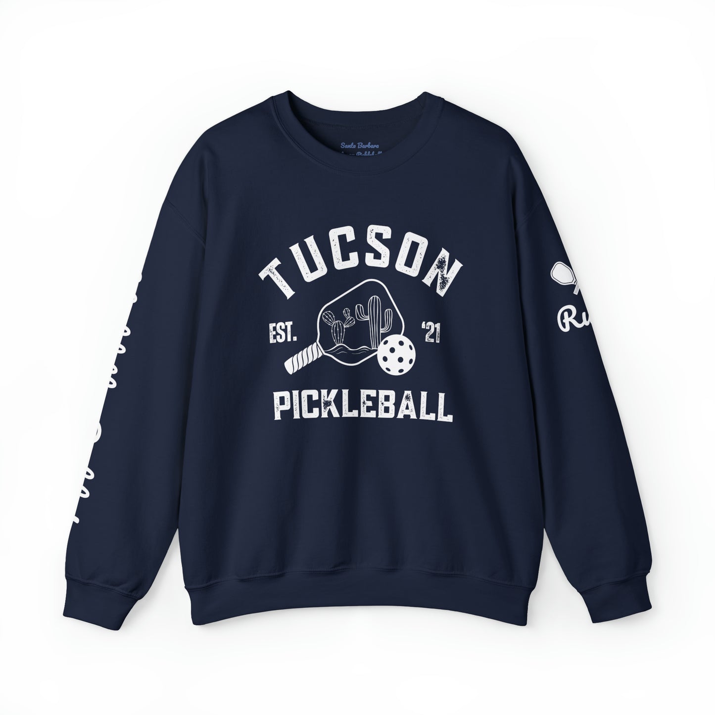 Hold the Pickle,Tucson Pickleball  - Crew. Customize sleeves where name is, add in notes