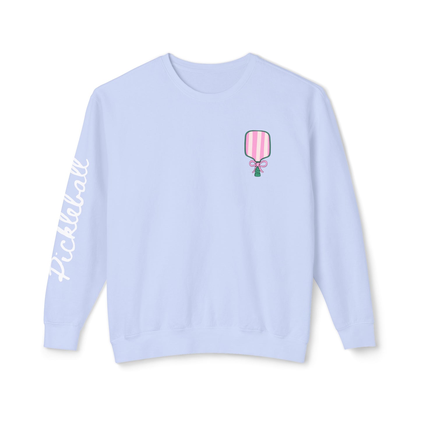 Pickleball & Martinis Garment Dyed Crews - customize name left chest front, or sleeve