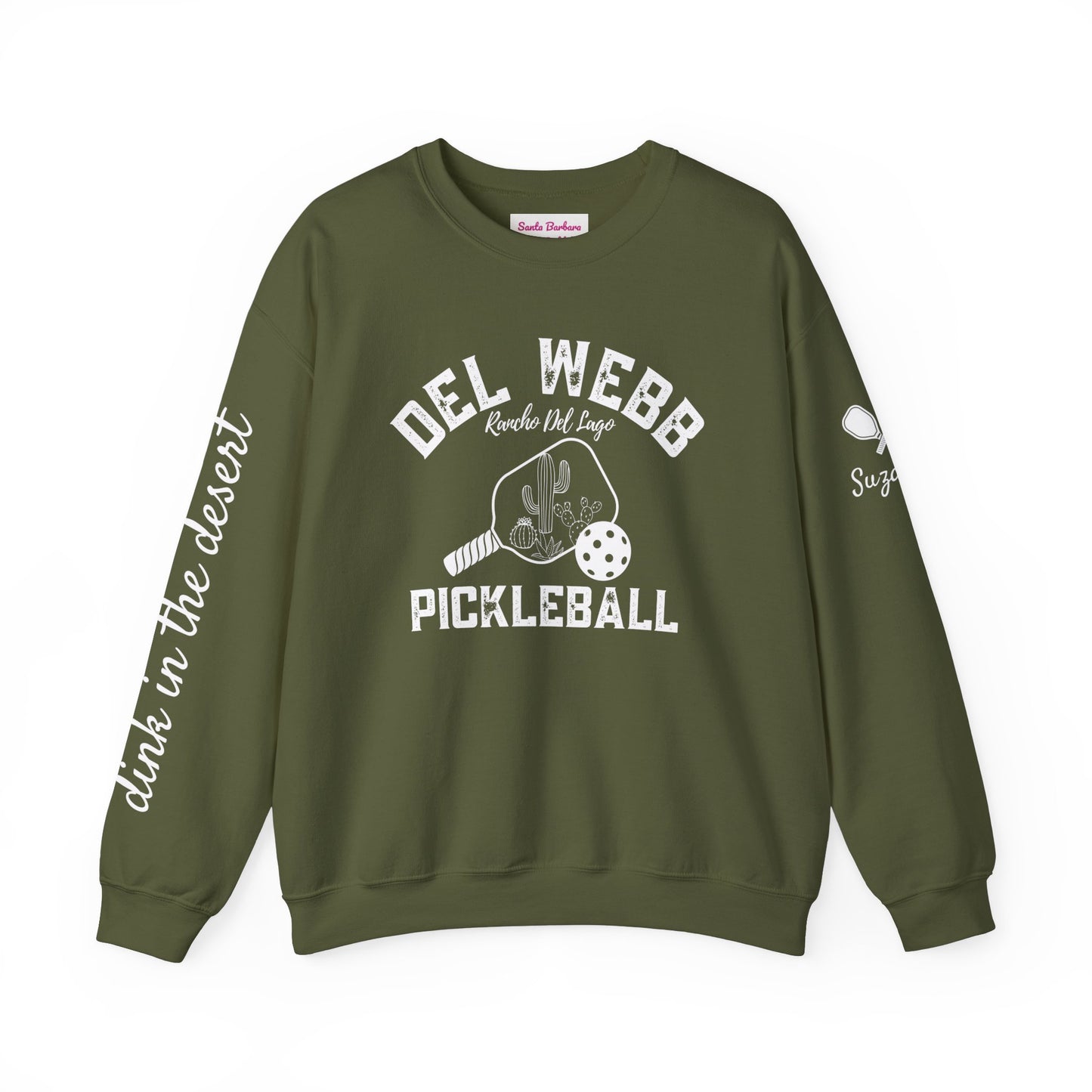 Copy of Del Webb Pickleball Beachy Style - Dink in the Desert - Unisex Crew -ca add name to sleeve with paddles