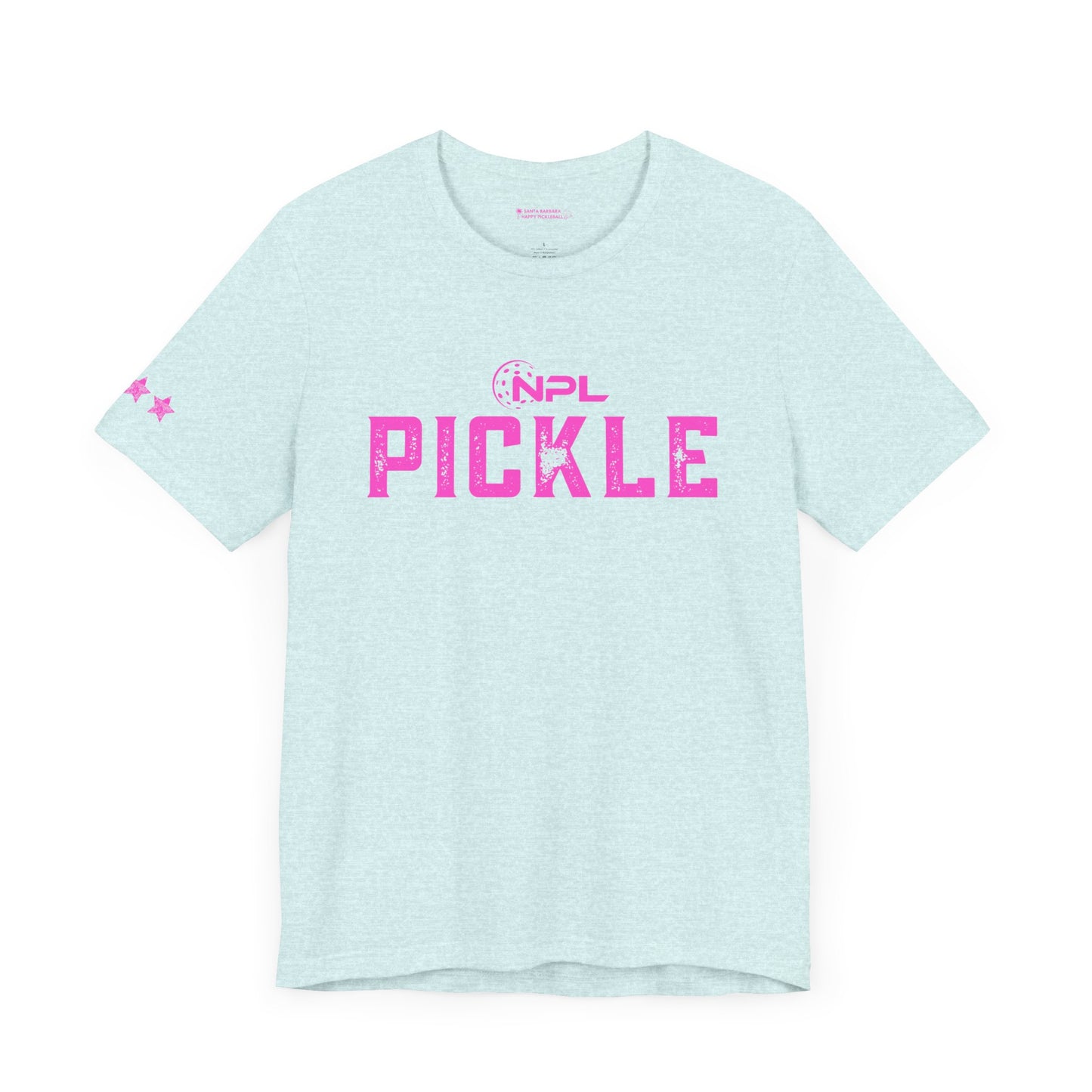 PICKLE distressed NPL Championship Weekend logo - hot pink - Unisex Jersey Short Sleeve Tee (optional add ribbon)