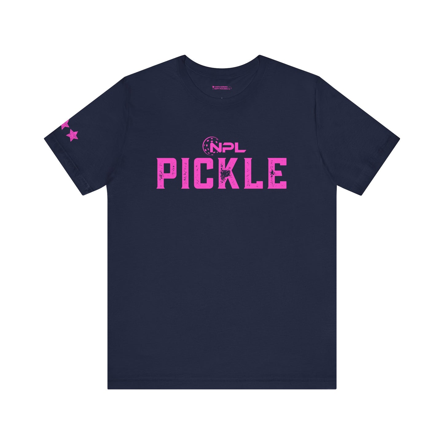 PICKLE distressed NPL Championship Weekend logo - hot pink - Unisex Jersey Short Sleeve Tee (optional add ribbon)