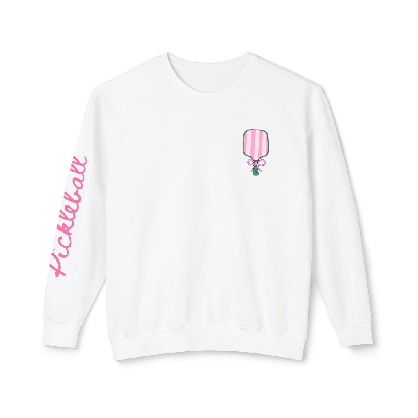 Pickleball & Champagne Garment Dyed Crews - customize name left chest front, or sleeve