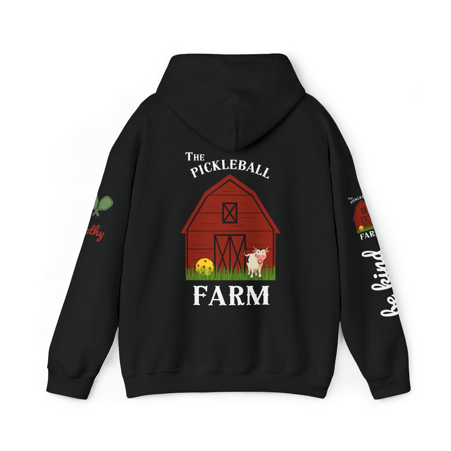 Cathy custom The Pickleball Farm Hoodie (Black) - The Farm front - customize sleeves