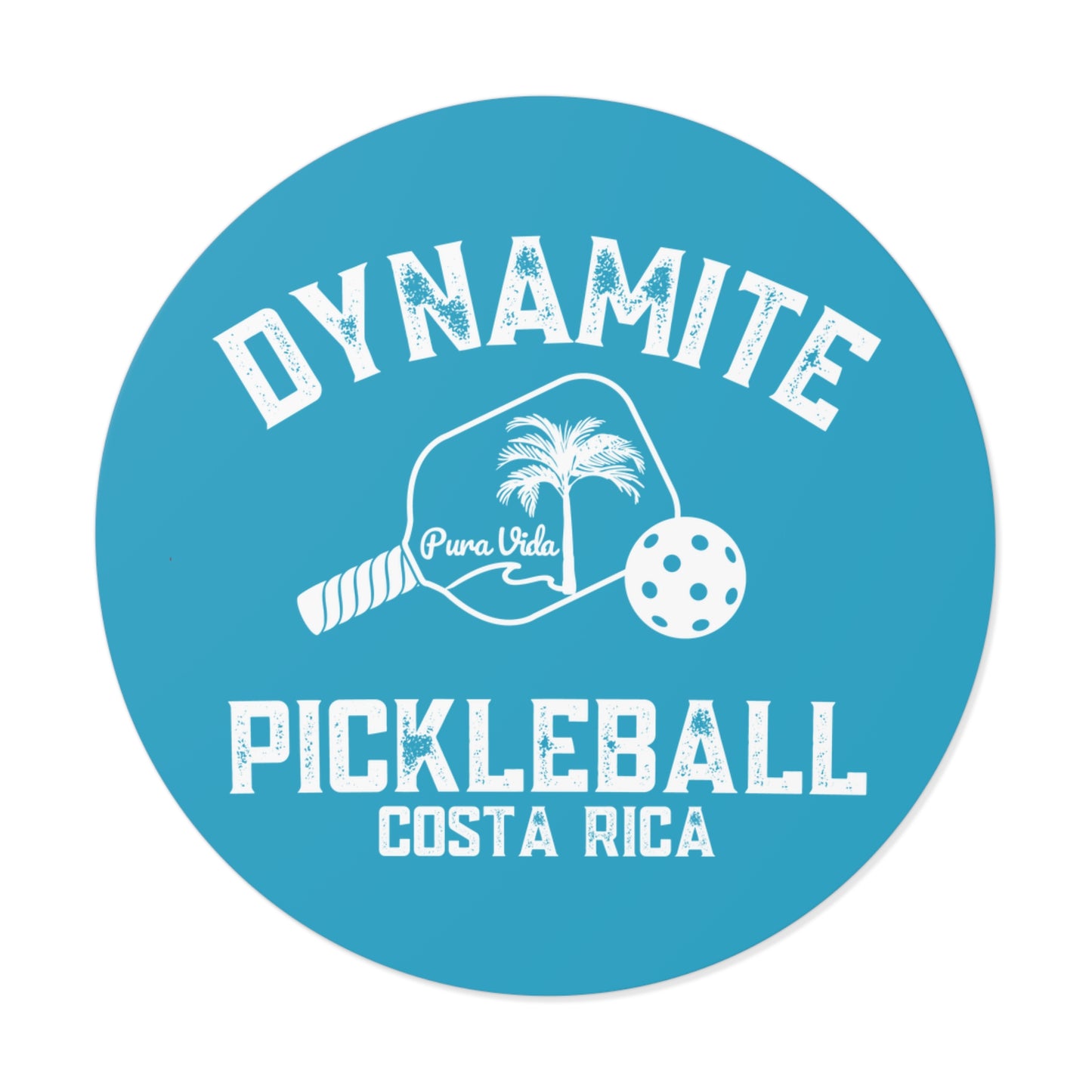Pura Vida Dynamite Pickleball Round Vinyl Stickers