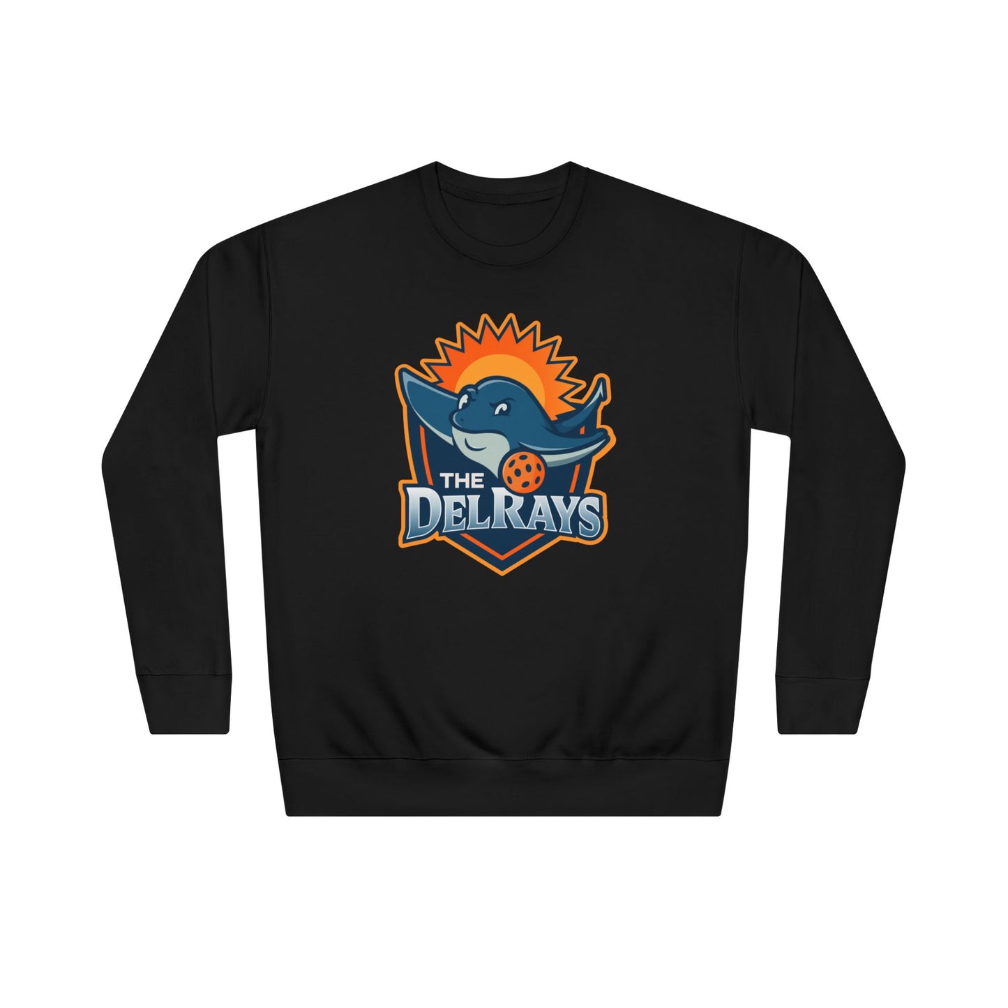 The Del Rays/US Legends Pickleball league on small back - High End Unisex Crew 60/40