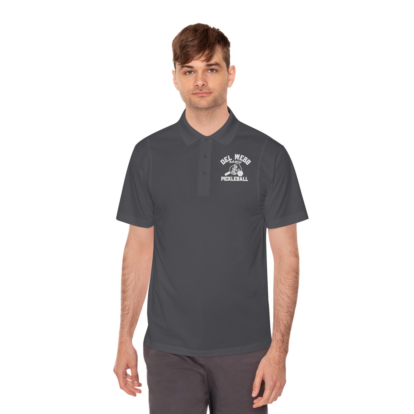Del Webb Pickleball Men's Sport Polo Shirt. Can customize back