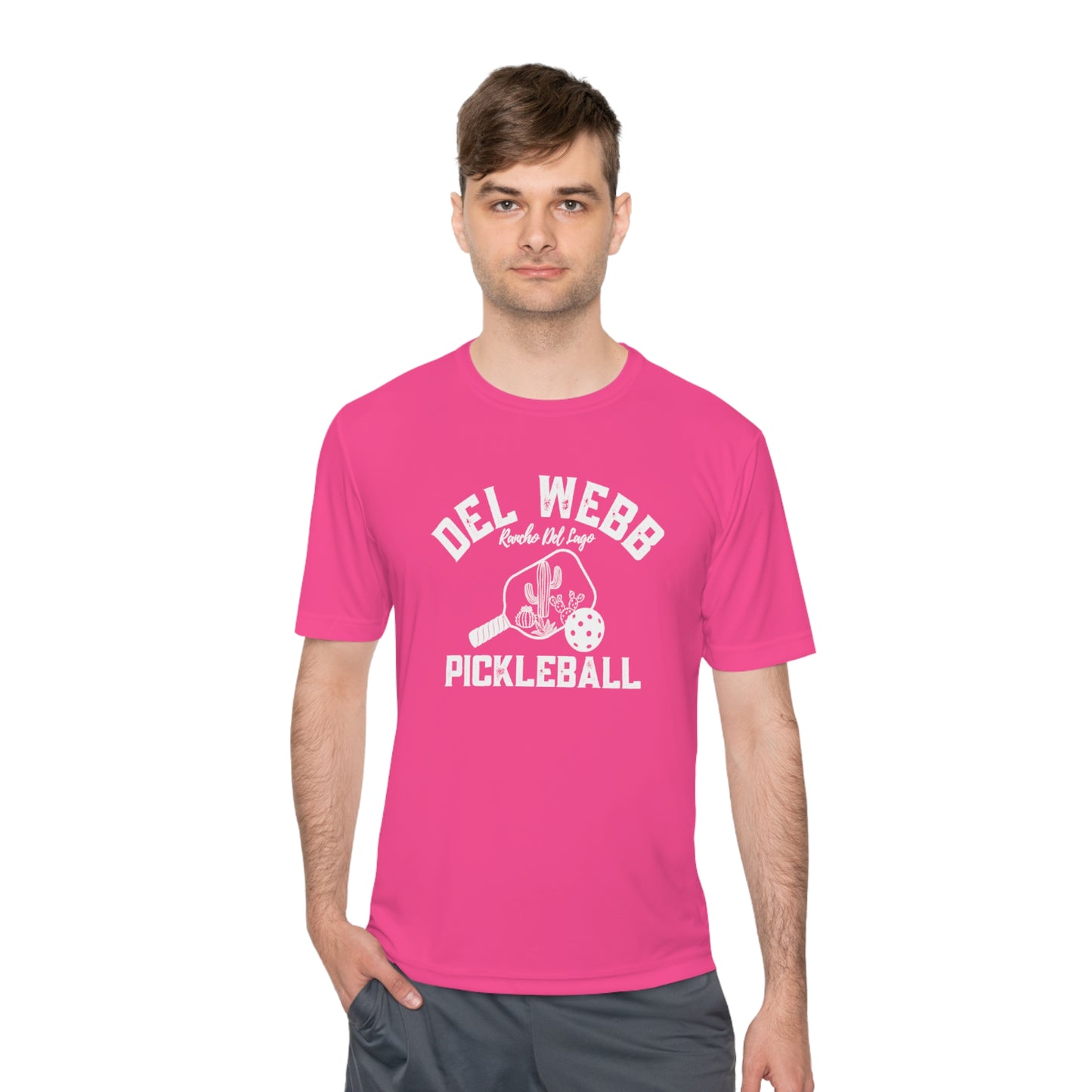Del Webb Pickleball - Fuller Cut, Unisex Moisture Wicking Tee, SPF 40 - can customize back