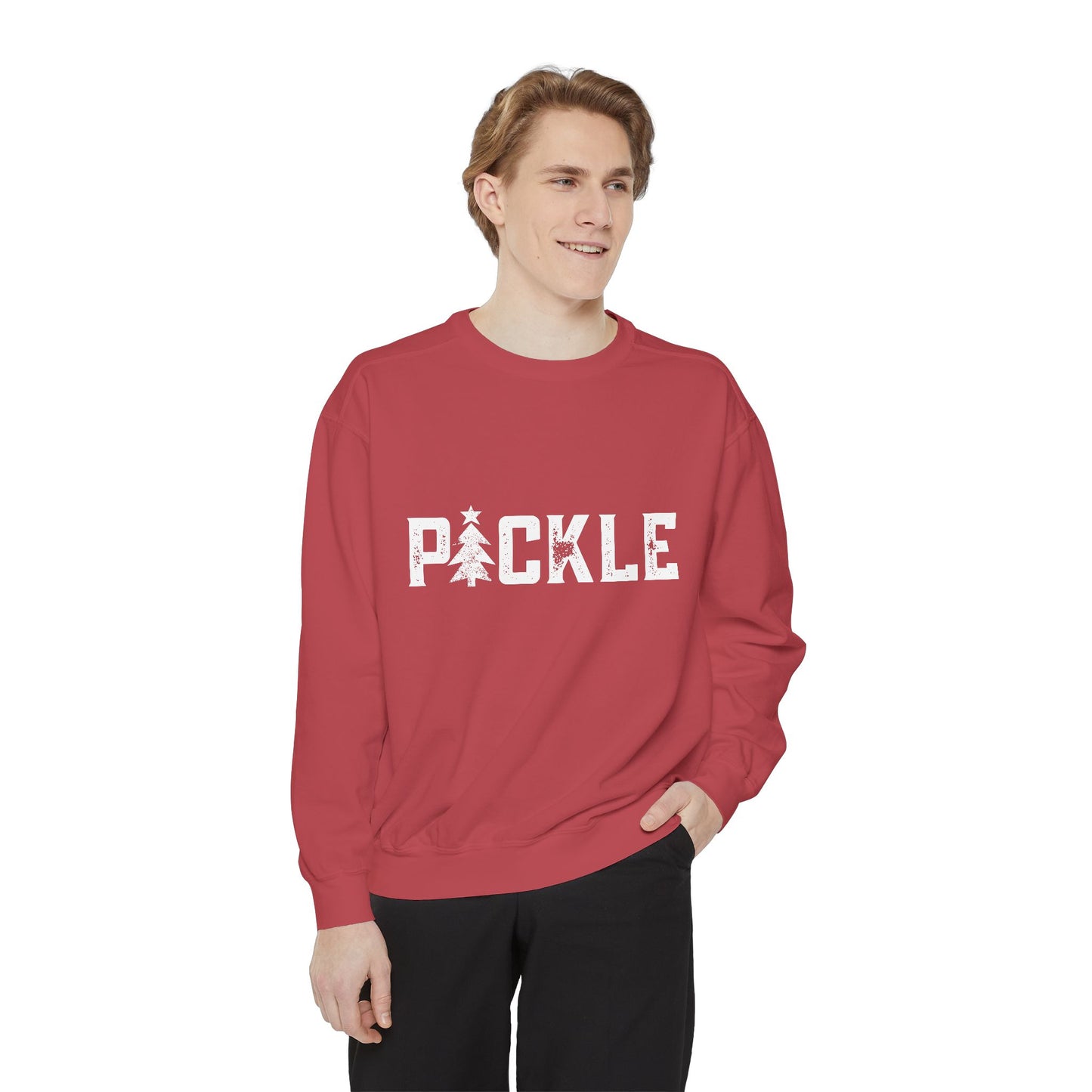 PICKLE Tree Medium Weight Unisex Garment Dyed Collegiate Crew - can custom,I’ve back