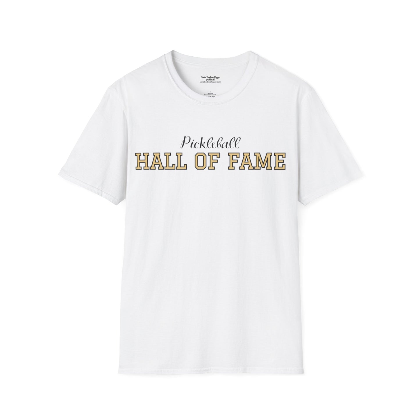 Pickleball Hall of Fame - Unisex Softstyle T-Shirt (customize with Hall of Fame name, or leave blank )