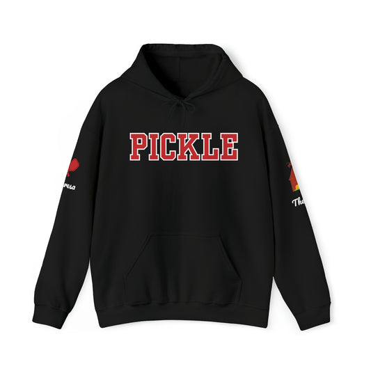The Pickleball Farm - PICKLE collegiate style. Customize sleeve.