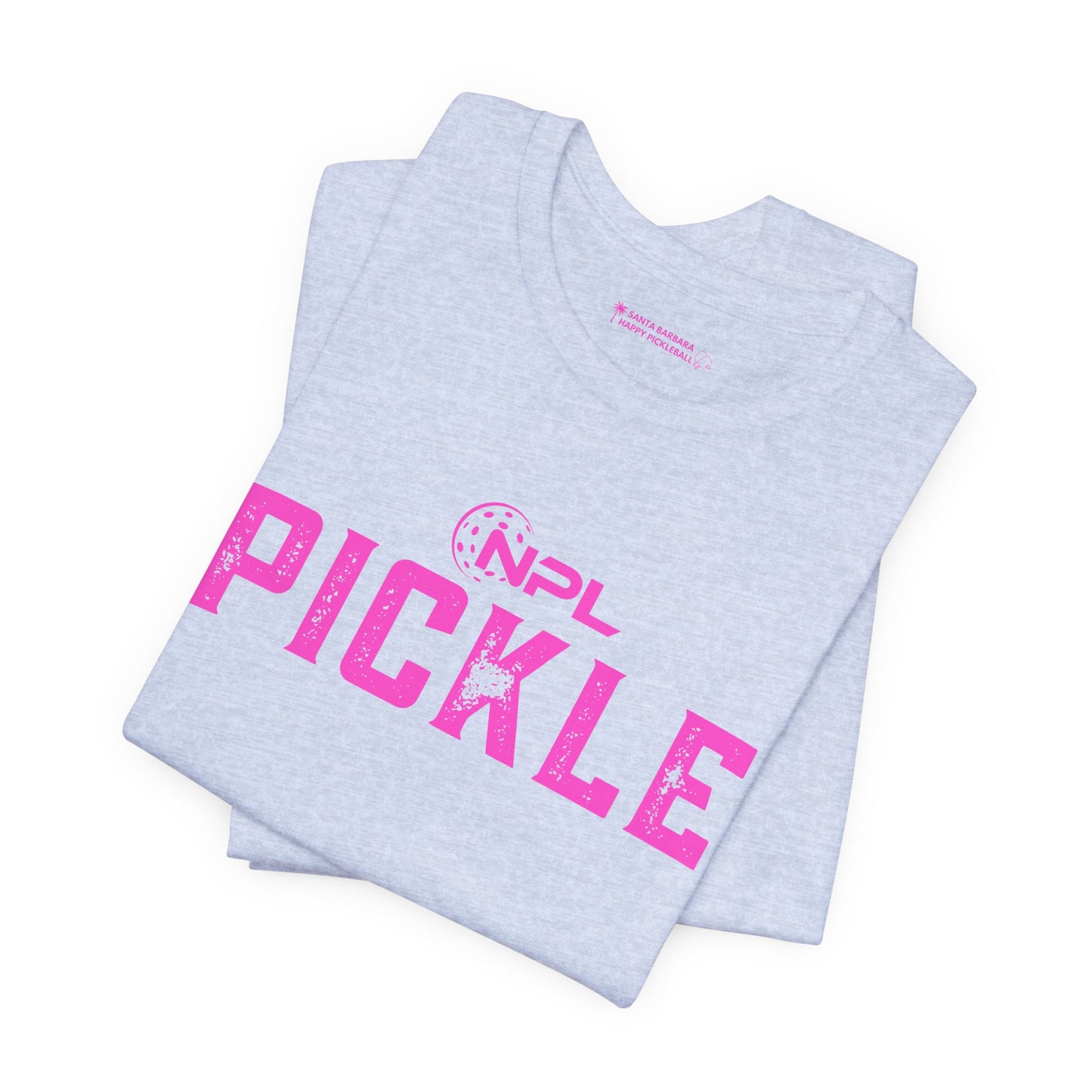 PICKLE distressed NPL Championship Weekend logo - hot pink - Unisex Jersey Short Sleeve Tee (optional add ribbon)