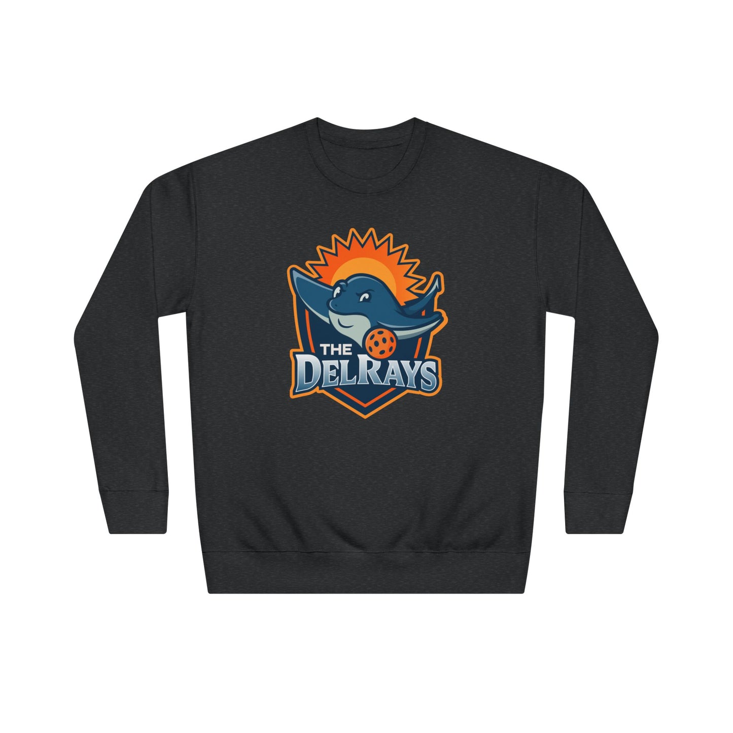 The Del Rays/US Legends Pickleball league on small back - High End Unisex Crew 60/40