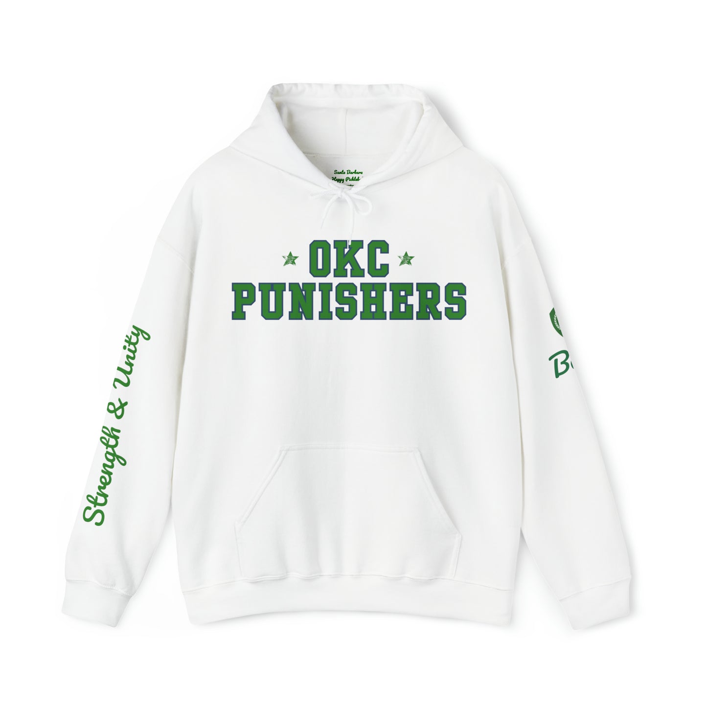 OKC Punishers Hoodie w/ Stars Green Letters - customize sleeve & back