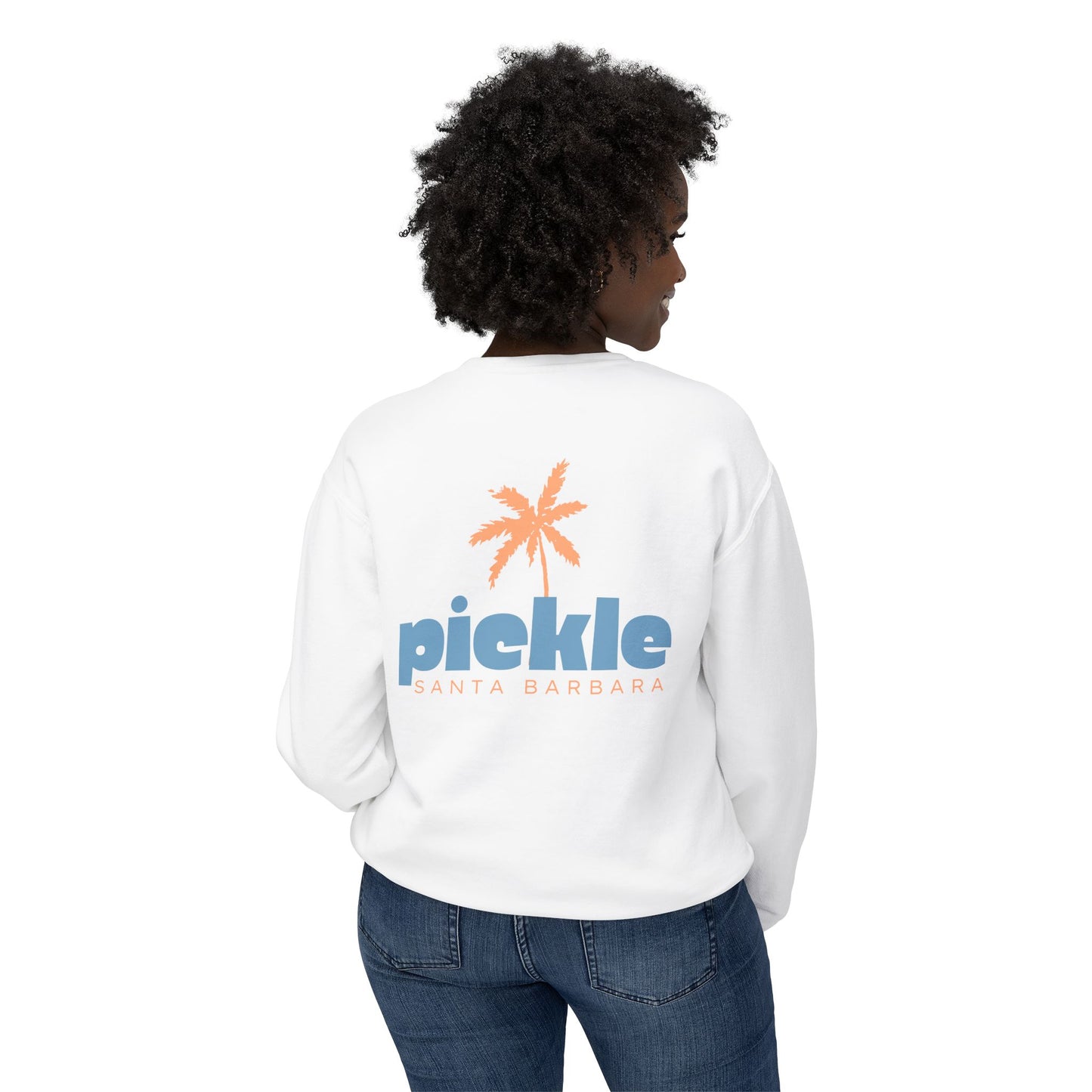 PICKLE Palm Tree (Blue Green) - Santa Barbara (or your city) Lightweight Crew - Garment Dyed