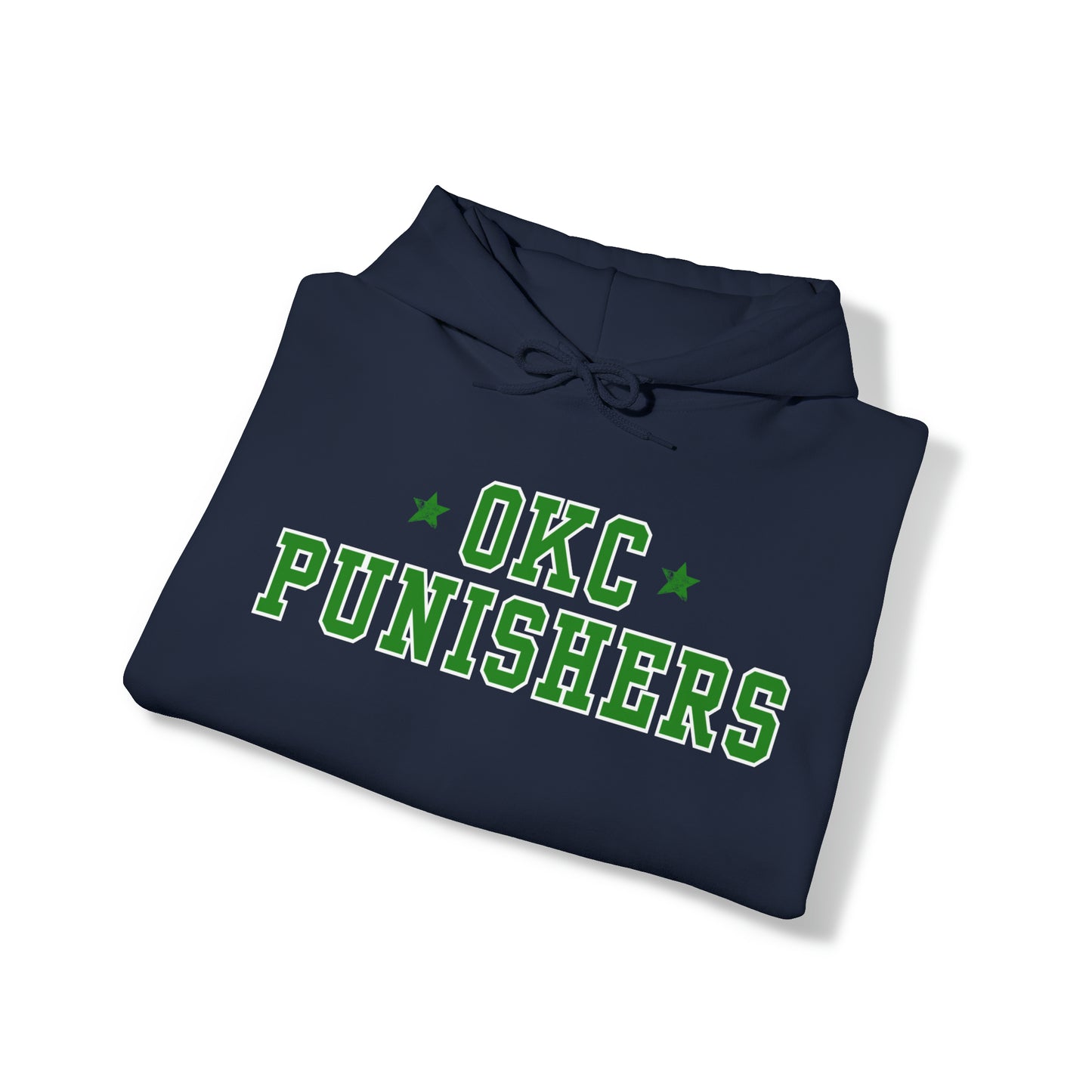 OKC Punishers Hoodie w/ Stars Green Letters - customize sleeve & back