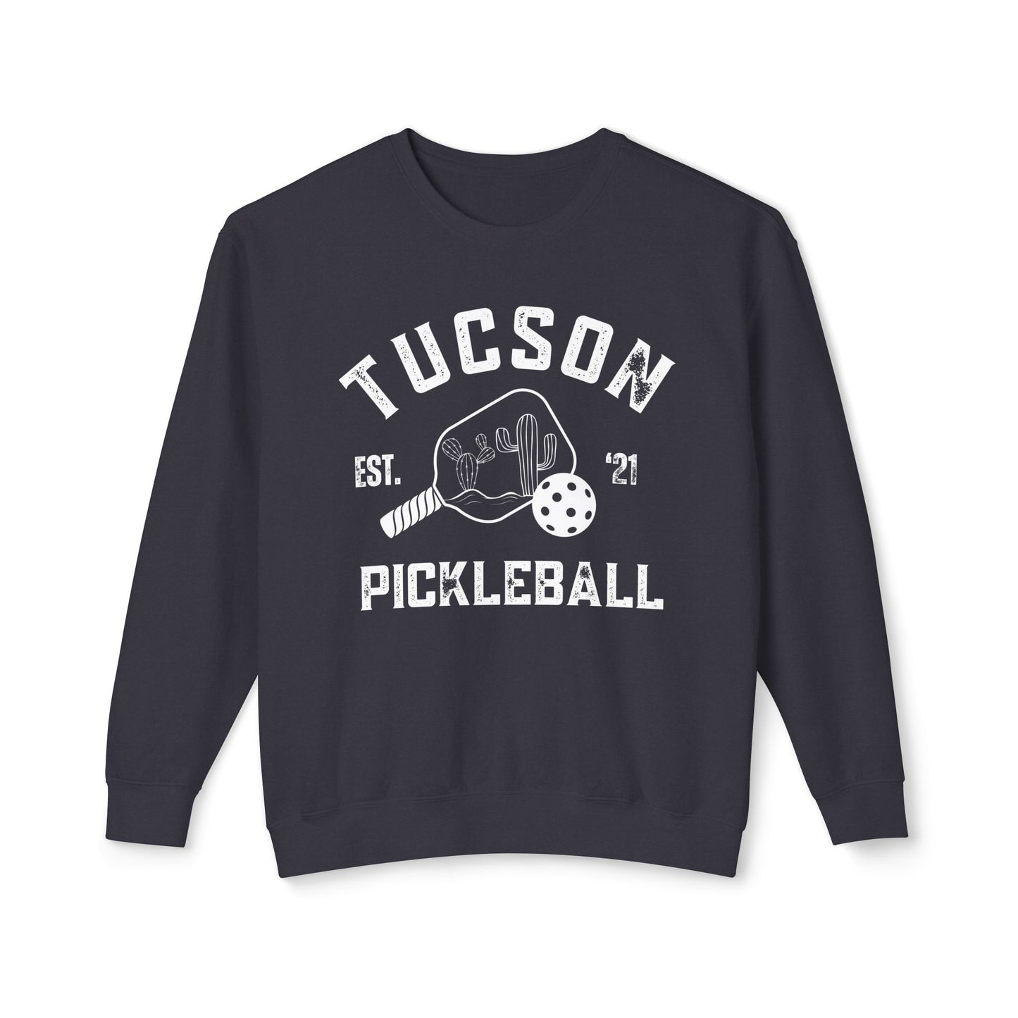 Tucson Pickleball Unisex Lightweight Garment Dyed Crewneck Sweatshirt. Can customize back or sleeve