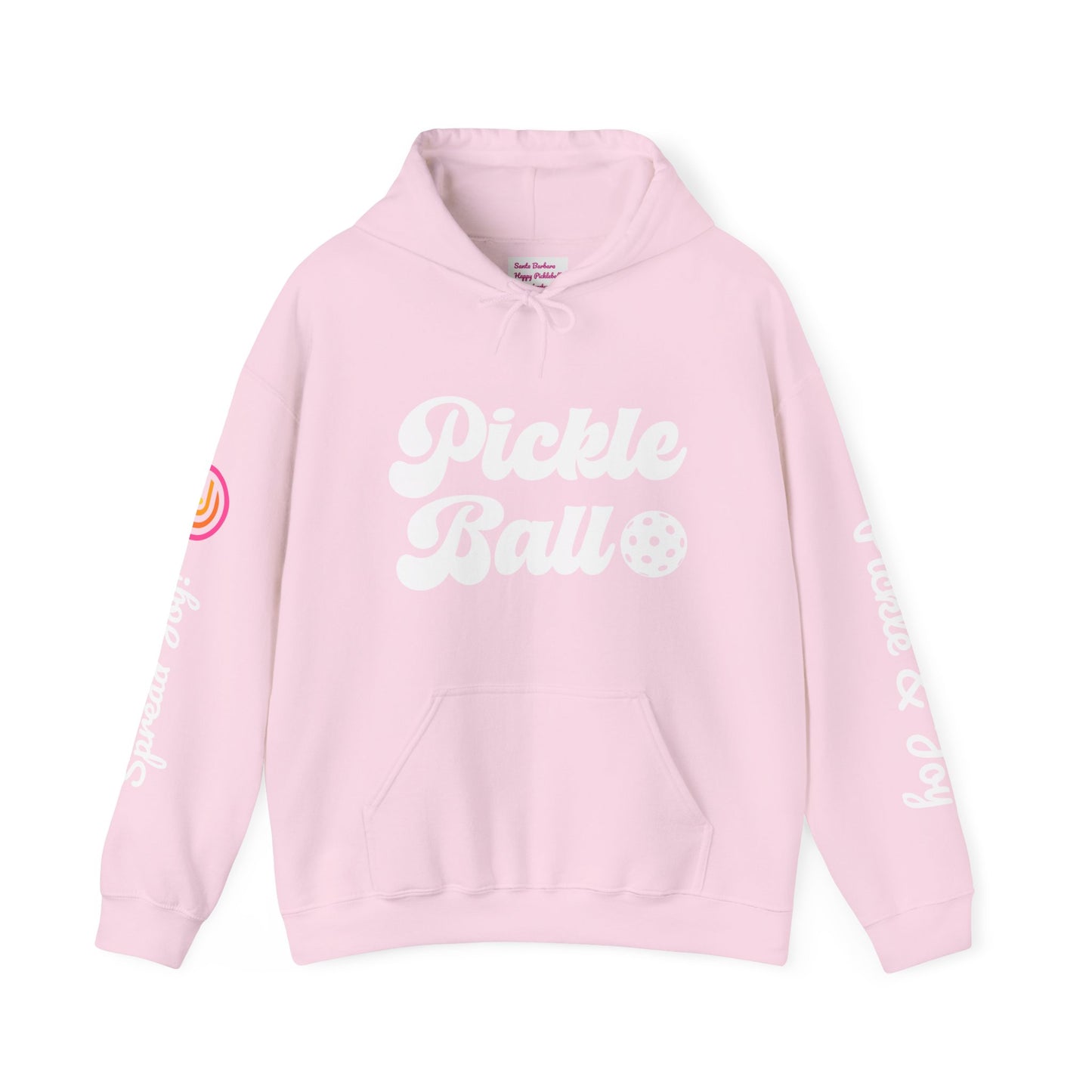 Pink Retro Hoodie - customize sleeves. Can add your own logo, and name 3 sides words