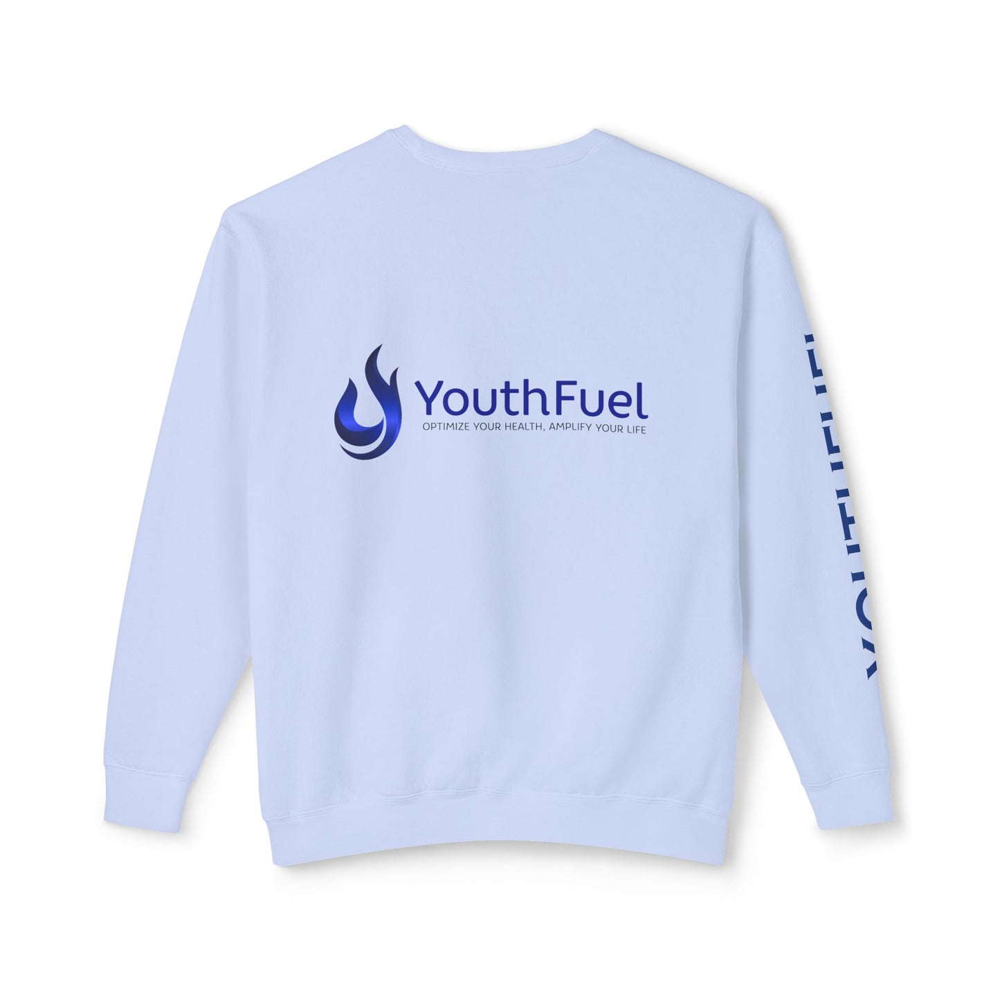 YouthFuel -Garment Dyed - Unisex Lightweight Lightweight Crew - customize sleeves or back. Gamma logo added