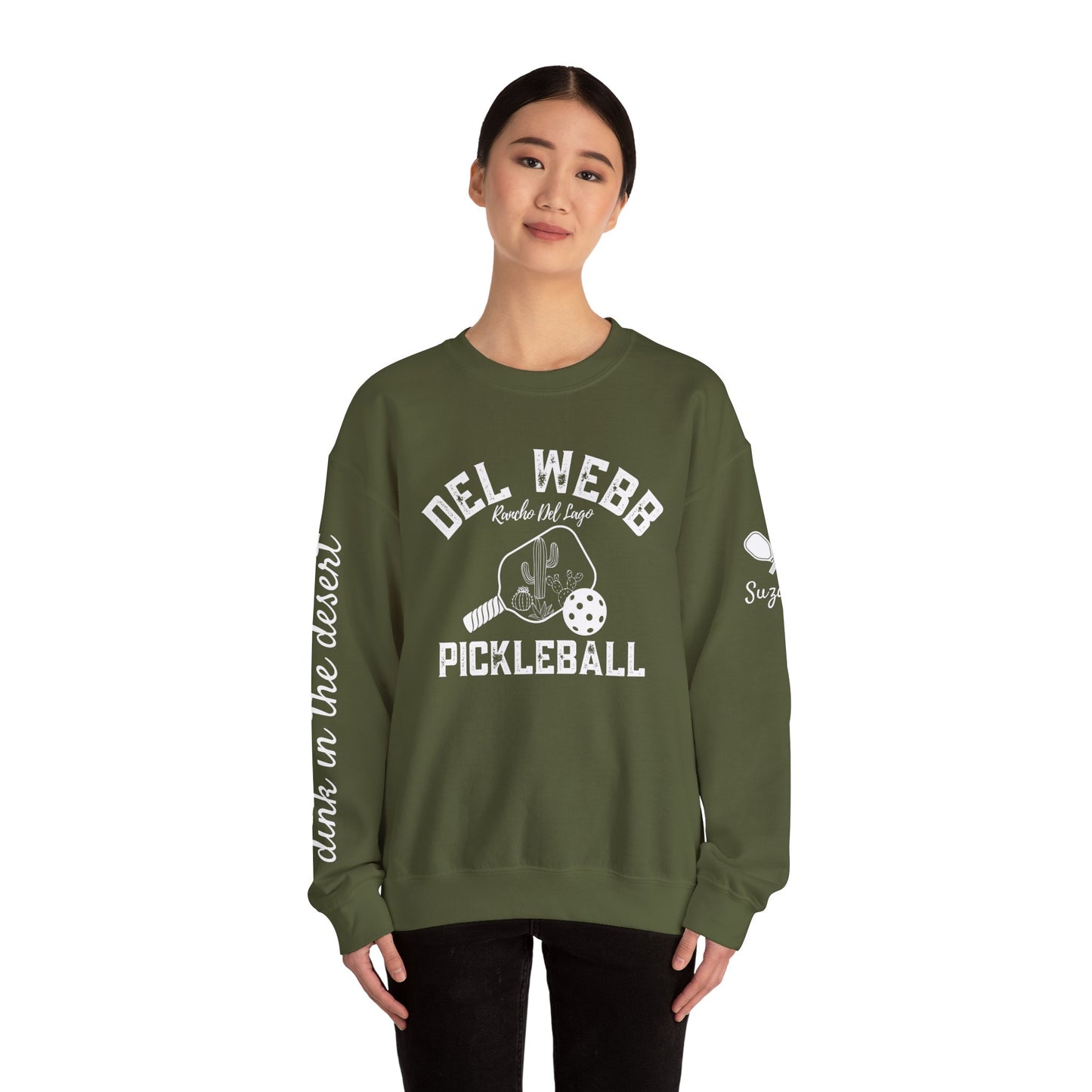 Copy of Del Webb Pickleball Beachy Style - Dink in the Desert - Unisex Crew -ca add name to sleeve with paddles