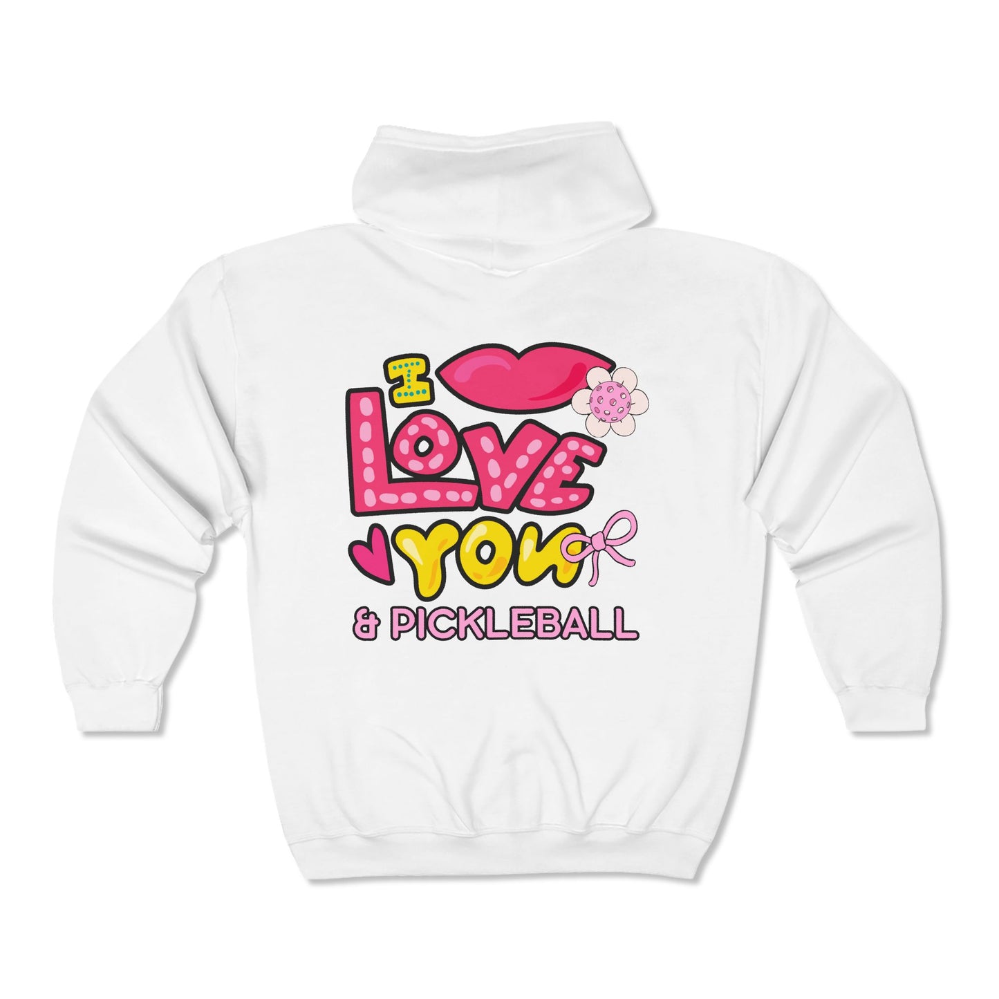 I Love You & Pickleball Unisex Heavy Blend™ Full Zip Hooded Sweatshirt
