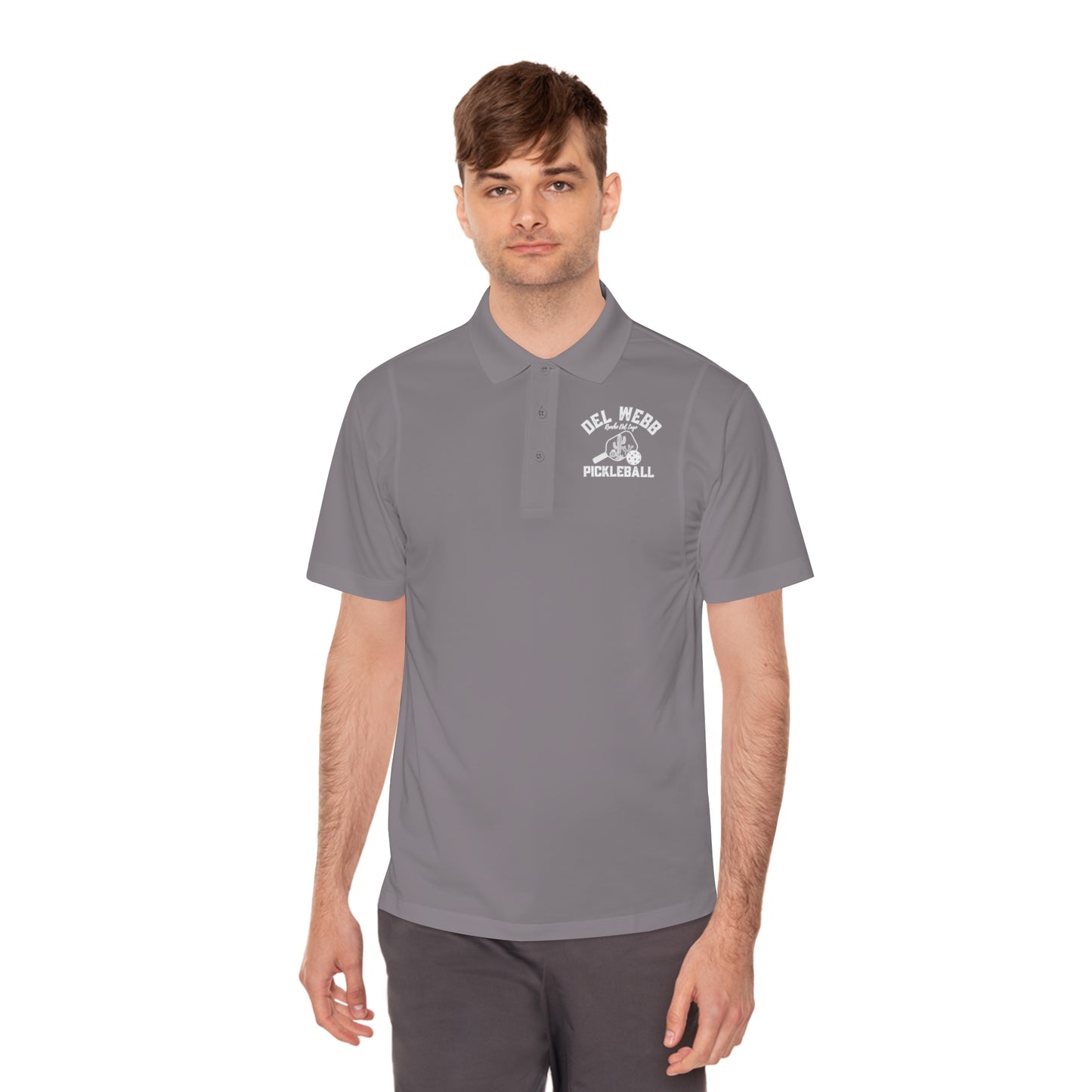 Del Webb Pickleball Men's Sport Polo Shirt. Can customize back