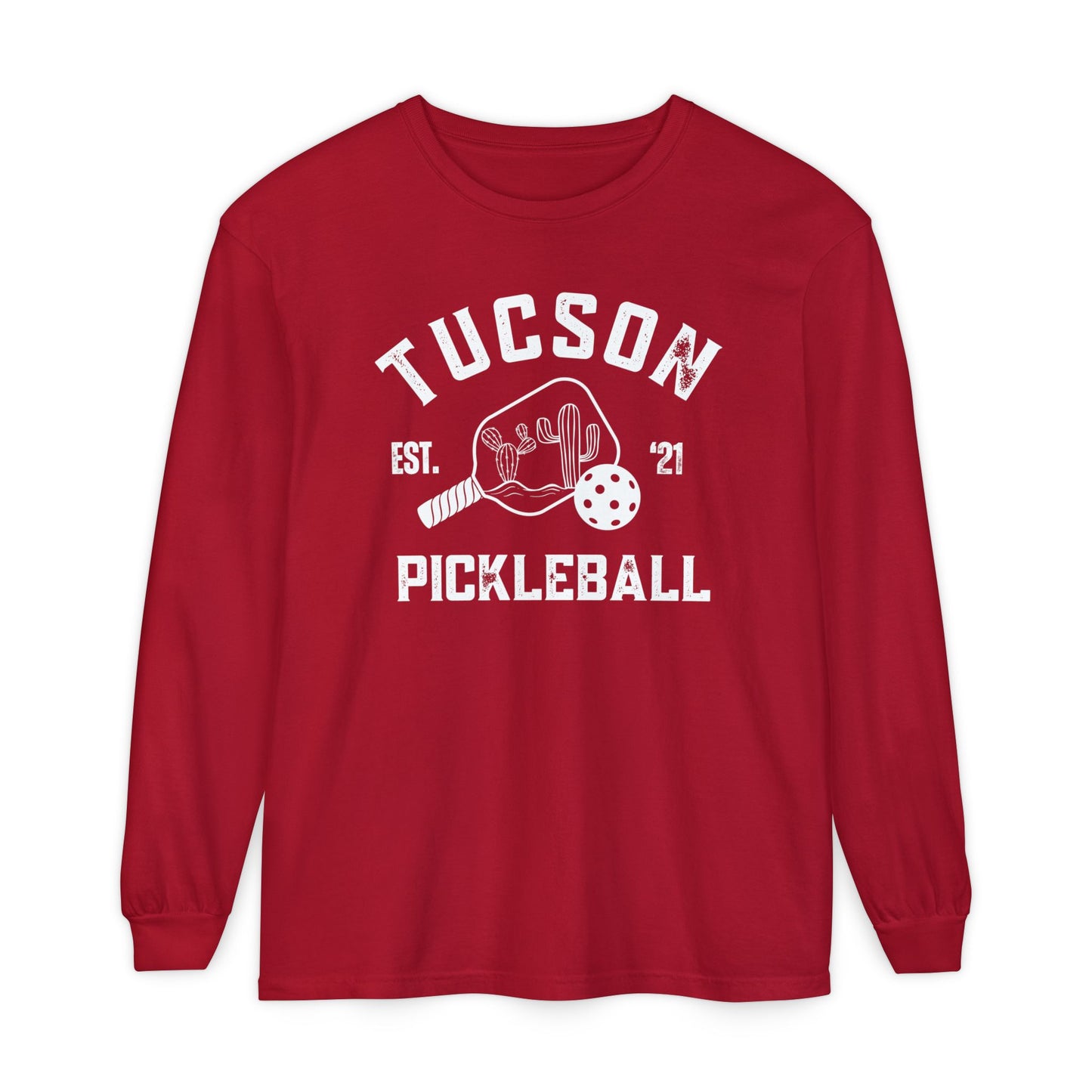Tucson Pickleball Unisex Long Sleeve Garment Dyed Comfortv Colors T-Shirt for Everyday Comfort